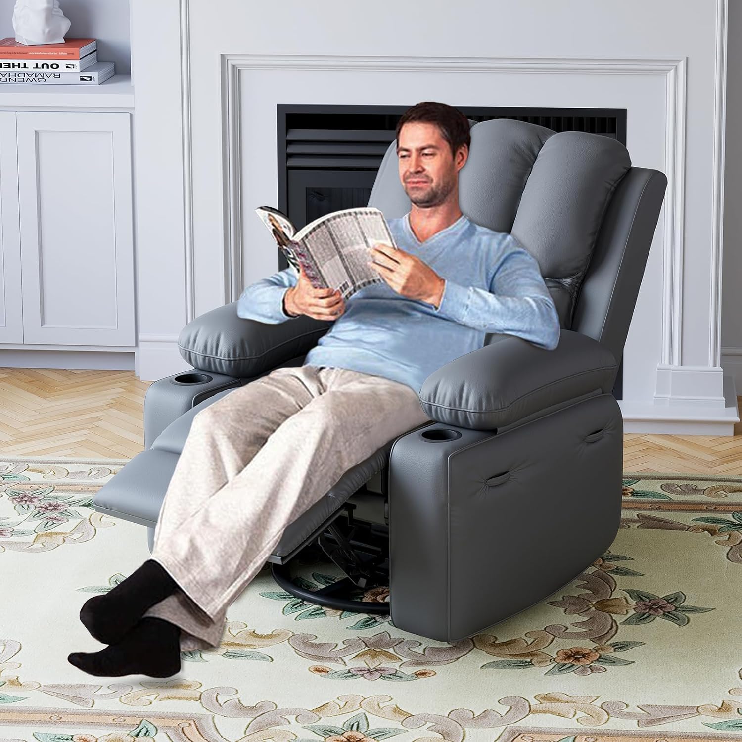 Leather Recliner Chair, Manual Recliner