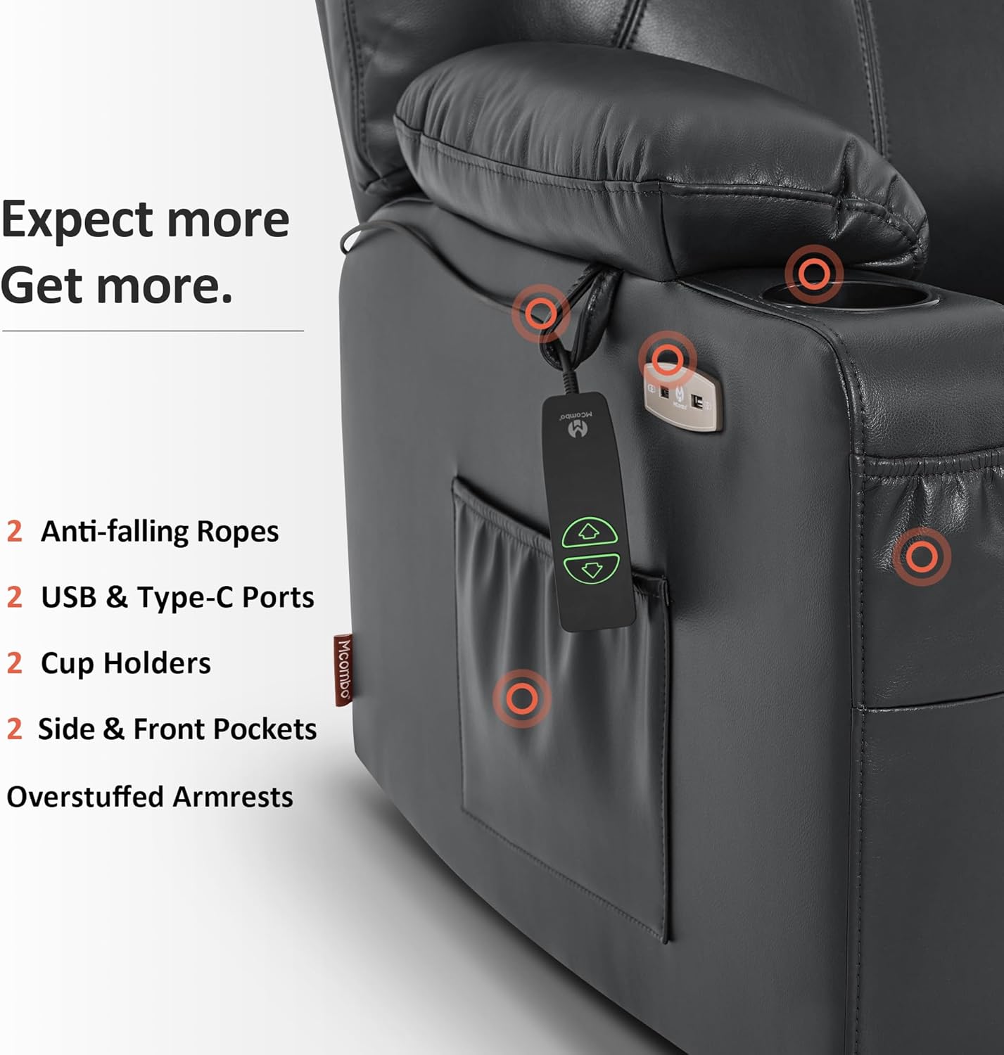 Electric Power Lift Recliner Chair Sofa with Massage and Heat