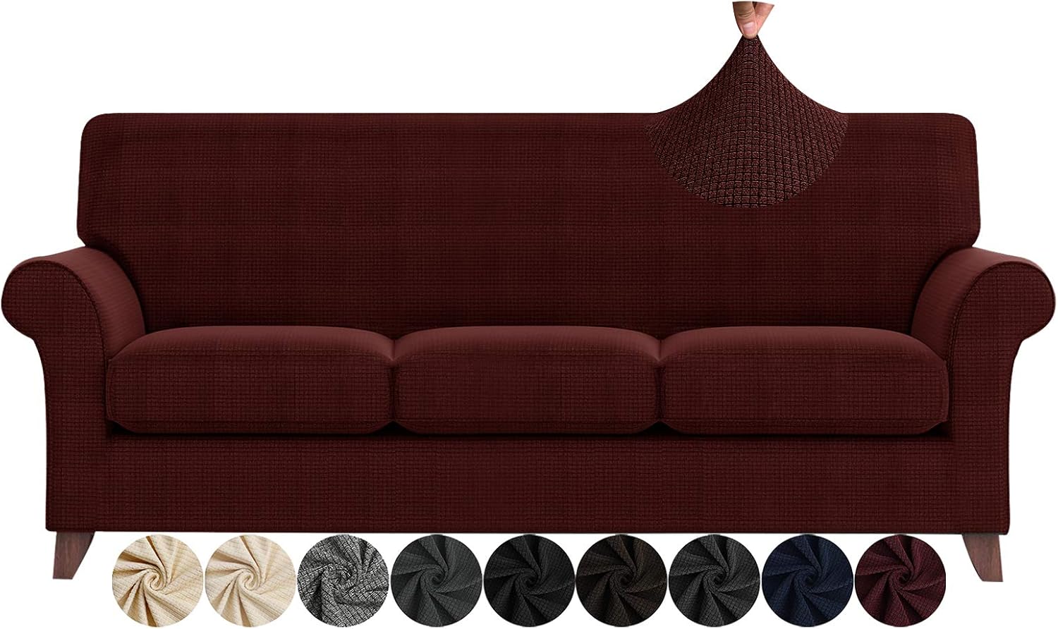 ZNSAYOTX 2 Piece Chair Covers for Living Room with Arms Anti Slip Stretch Arm Chair Slipcovers Sofa Armchair Slipcover Machine Washable Furniture Protector (Black and White, Chair)