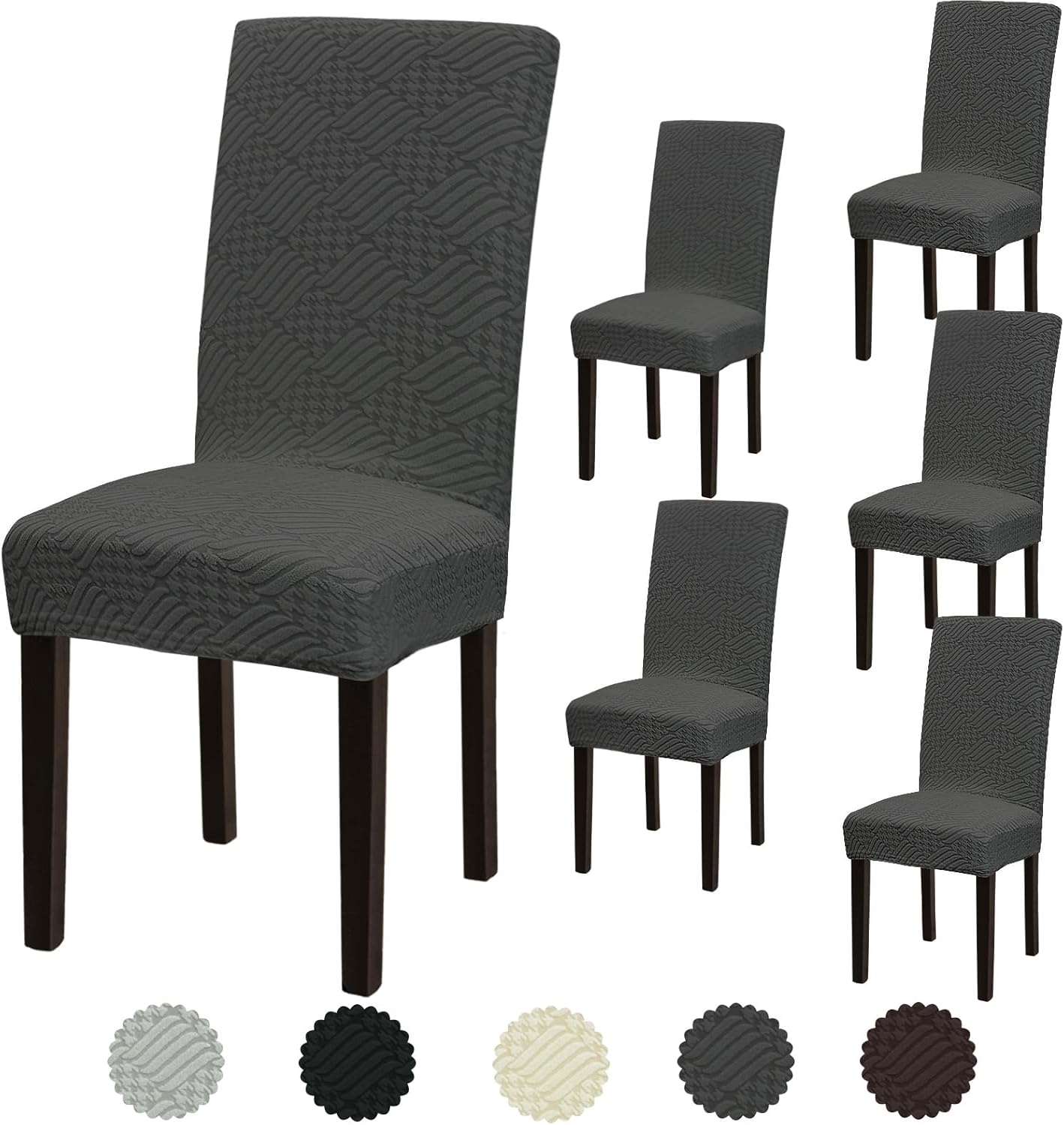 Stretch Dining Room Chair Covers Set of 6, Removable Washable Chair Covers for Dining Chairs,Dining Room, Hotel, Ceremony