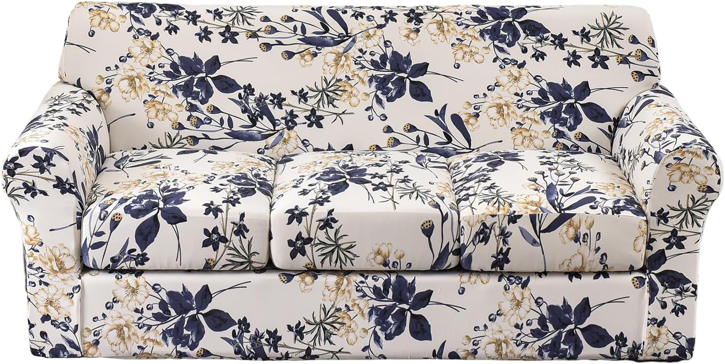 KRFOONN 2 Piece Chair Covers Printed Sofa Covers Couch Covers Washable Armchair Sofa Couch Slipcover Furniture Protector with Elastic Bottom for Living Room (Armchair, 23), Small