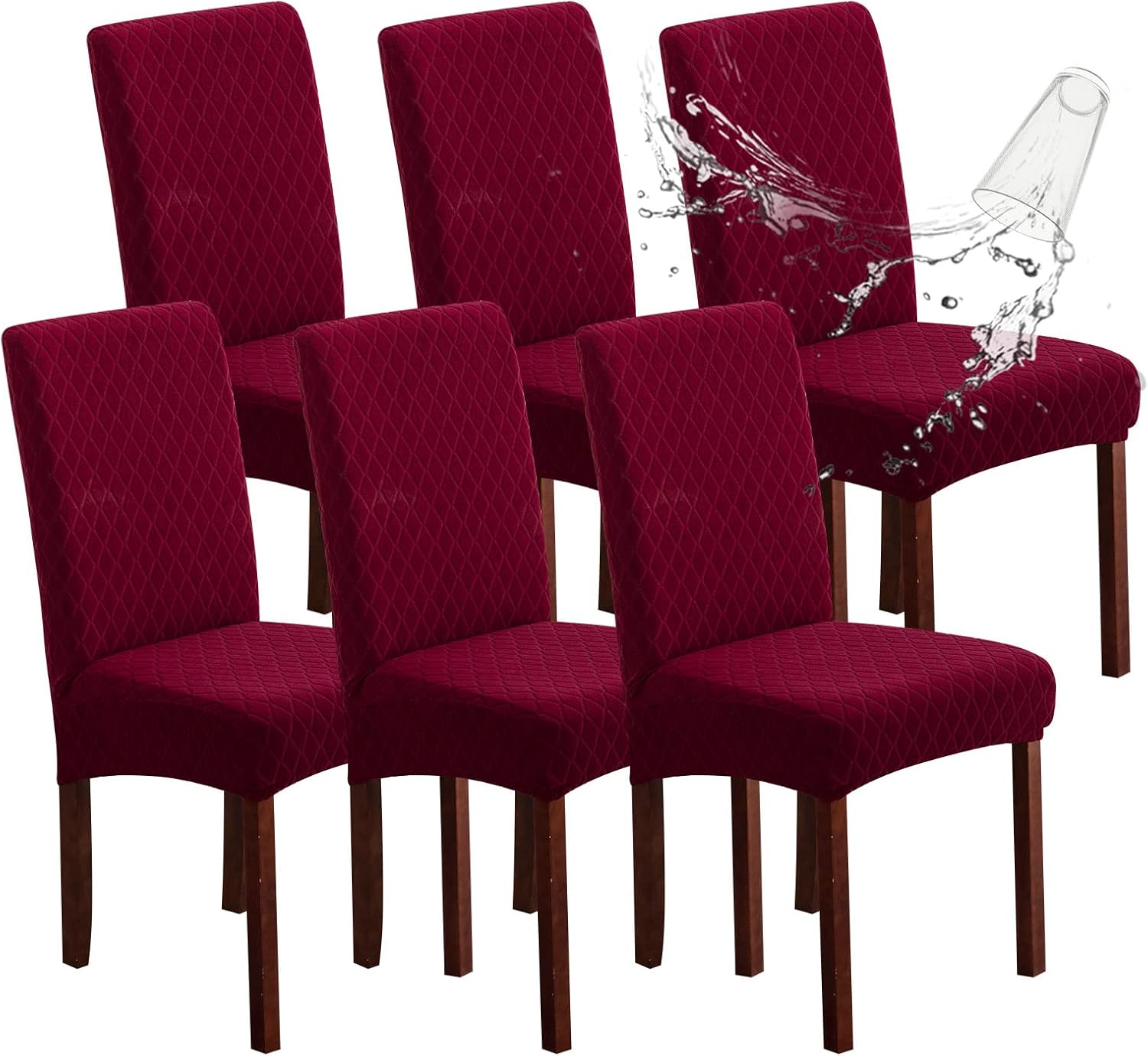 Genina 100% Waterproof Chair Covers for Dining Room Set of 4, Stretch Parson Chair Slipcovers for Kitchen Chairs, Washable Chair Protectors, Leaves-Warm Gray