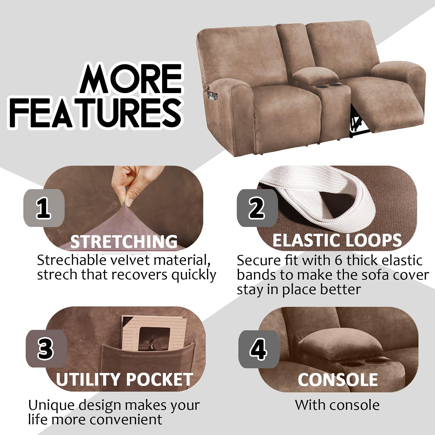 Reclining Love Seat with Middle Console Slipcover
