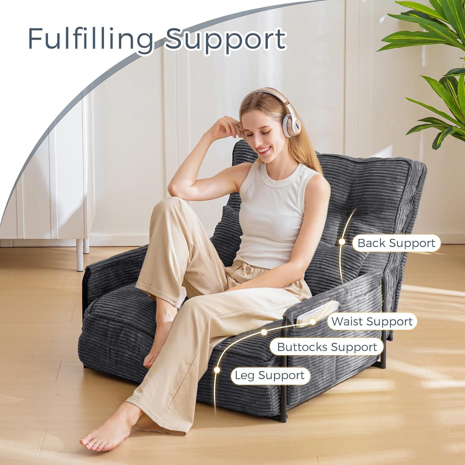 Adjustable Floor Sofa Couch with Pillow