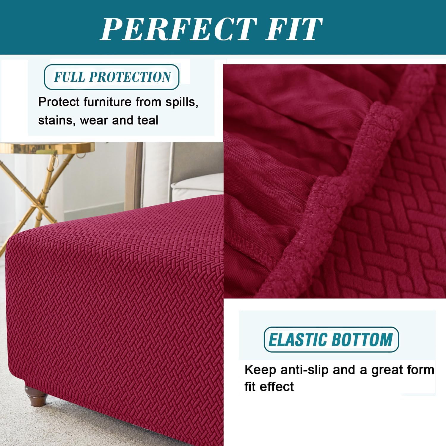 Stretch Knitted Jacquard Ottoman Cover
