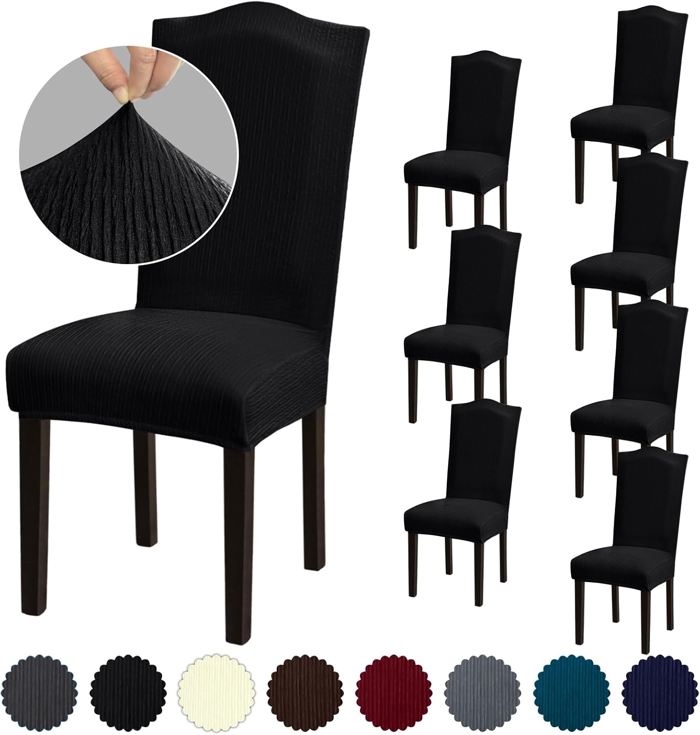 Stretch Dining Room Chair Covers Set of 6, Removable Washable Chair Covers for Dining Chairs,Dining Room, Hotel, Ceremony