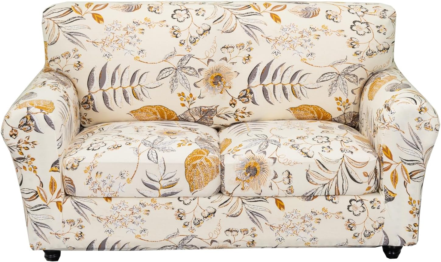 KRFOONN 2 Piece Chair Covers Printed Sofa Covers Couch Covers Washable Armchair Sofa Couch Slipcover Furniture Protector with Elastic Bottom for Living Room (Armchair, 23), Small