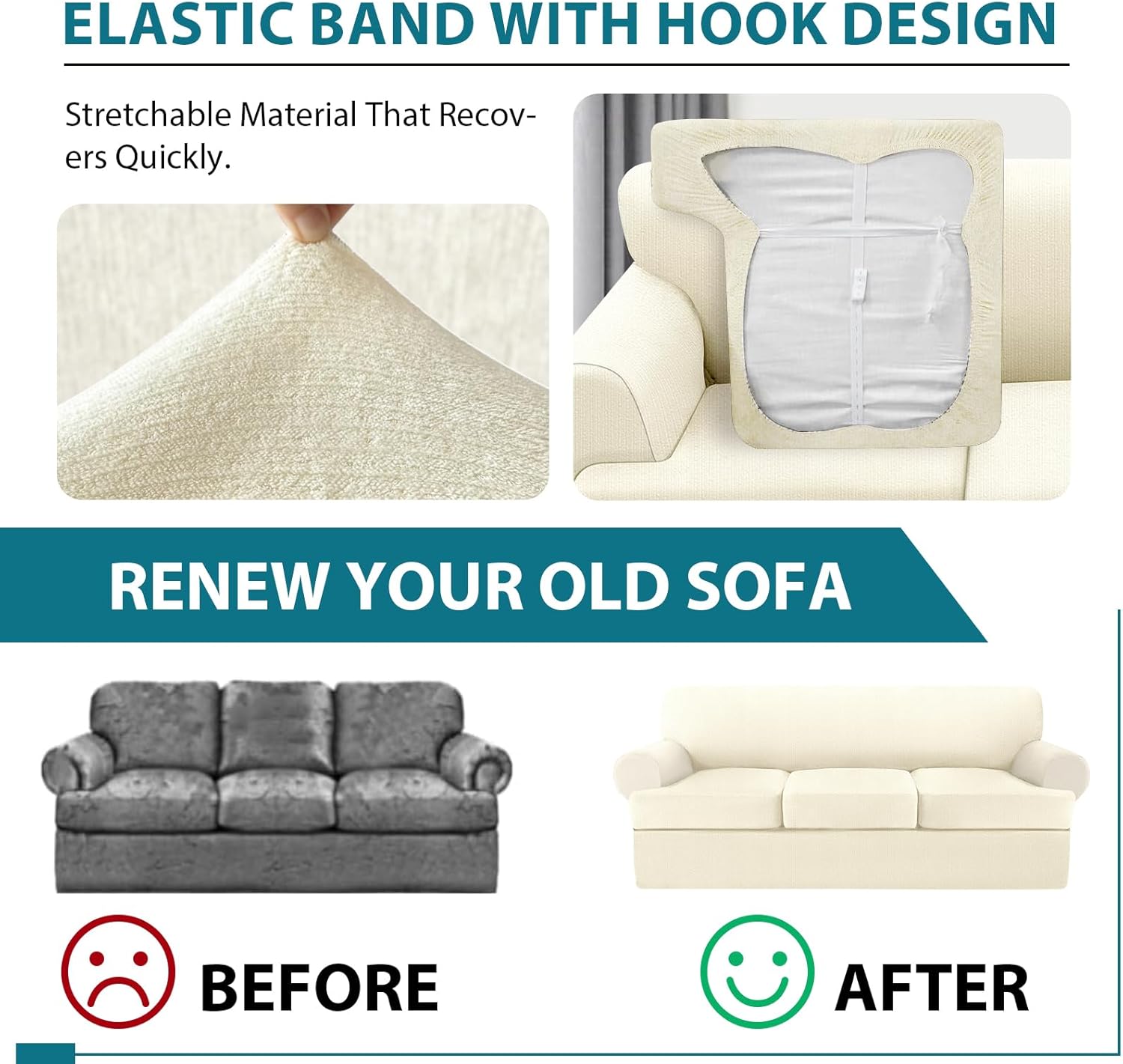 2 Pieces T Cushion Chair Covers