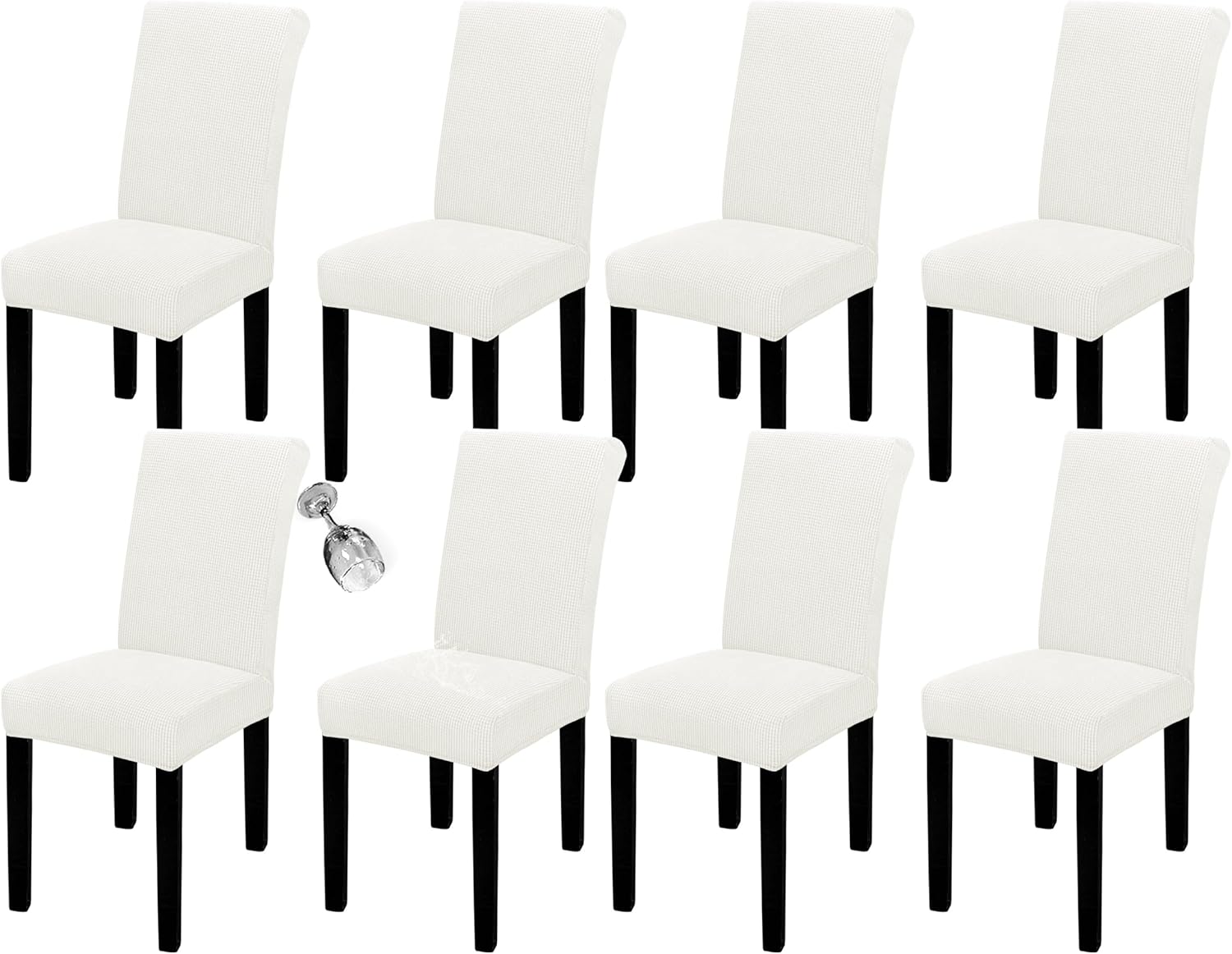 Easy-Going 100% Waterproof Dining Room Chair Cover Set of 6, Stretch Jacquard Parson Chair Slipcover Removable Washable Chair Protector for Home, Restaurant, Banquet (Large, Light Gray)