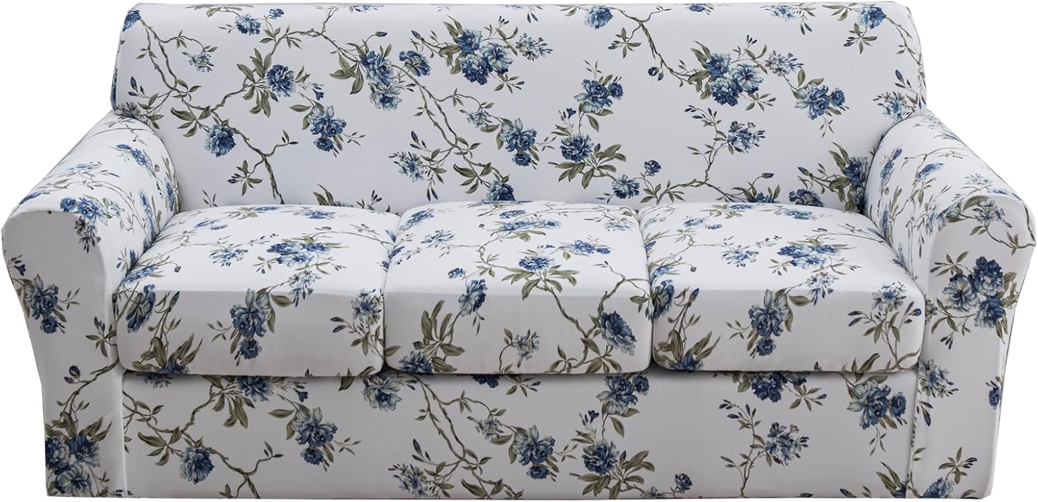 KRFOONN 2 Piece Chair Covers Printed Sofa Covers Couch Covers Washable Armchair Sofa Couch Slipcover Furniture Protector with Elastic Bottom for Living Room (Armchair, 23), Small