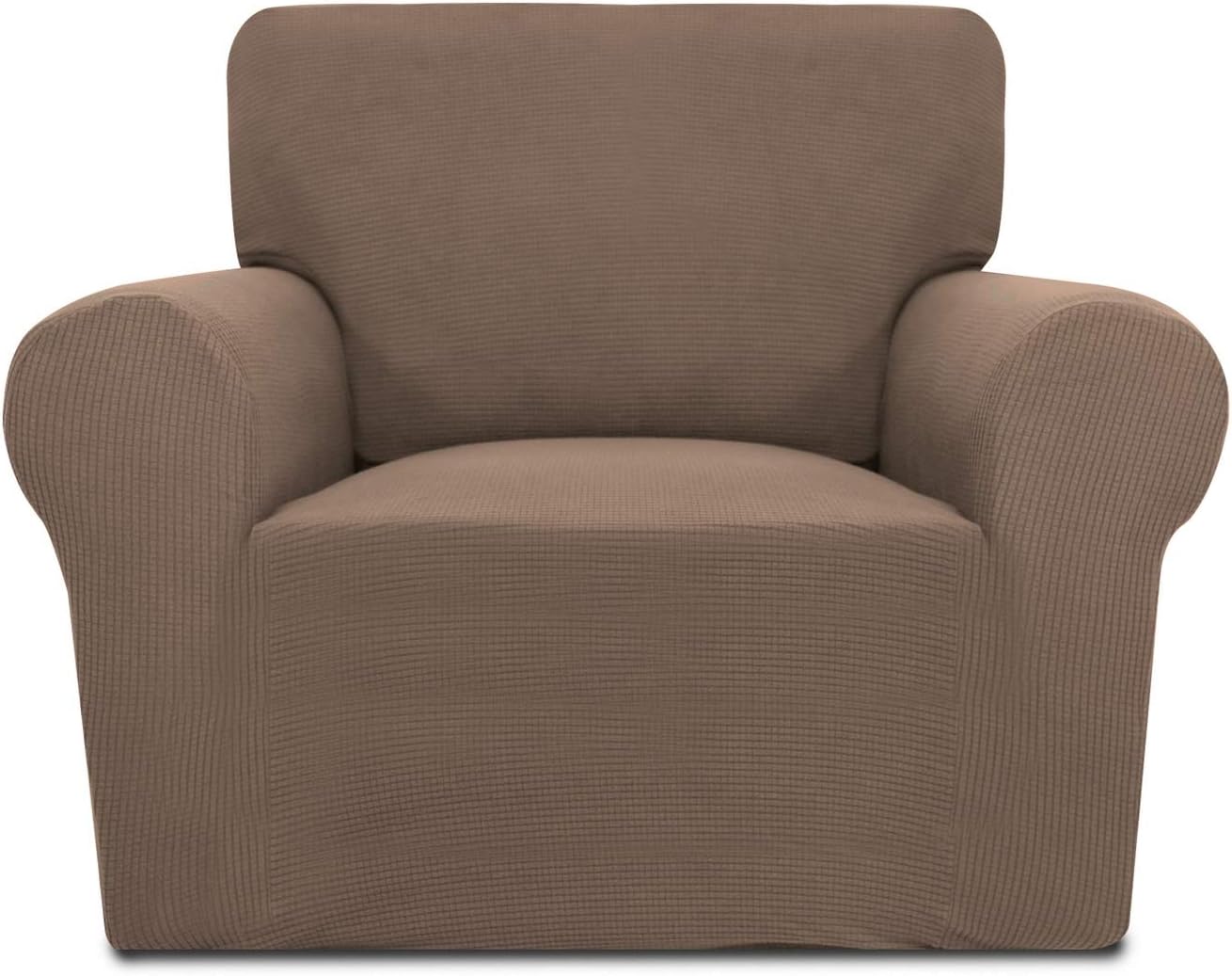 PureFit Stretch Chair Sofa Slipcover – Spandex Jacquard Non Slip Soft Couch Sofa Cover, Washable Furniture Protector with Non Skid Foam and Elastic Bottom for Kids (Chair, Dark Gray)