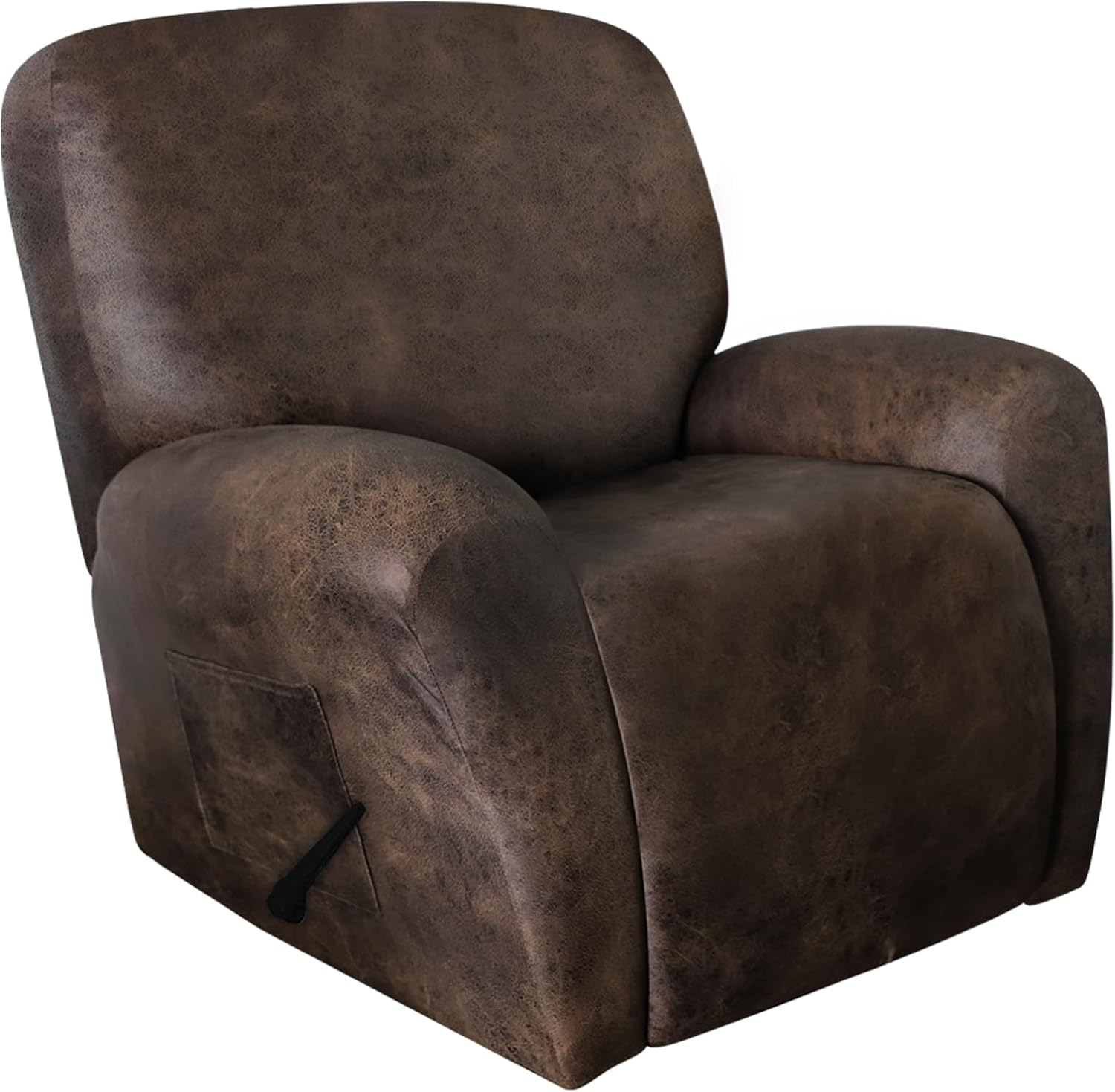 Leather Like Recliner Chair Covers Heavy Duty, 4 Pieces Lazy Boy Recliner Cover for Recliner Chair, Leather Cover for Recliner slipcovers Washable for Pets (Dark Brown)