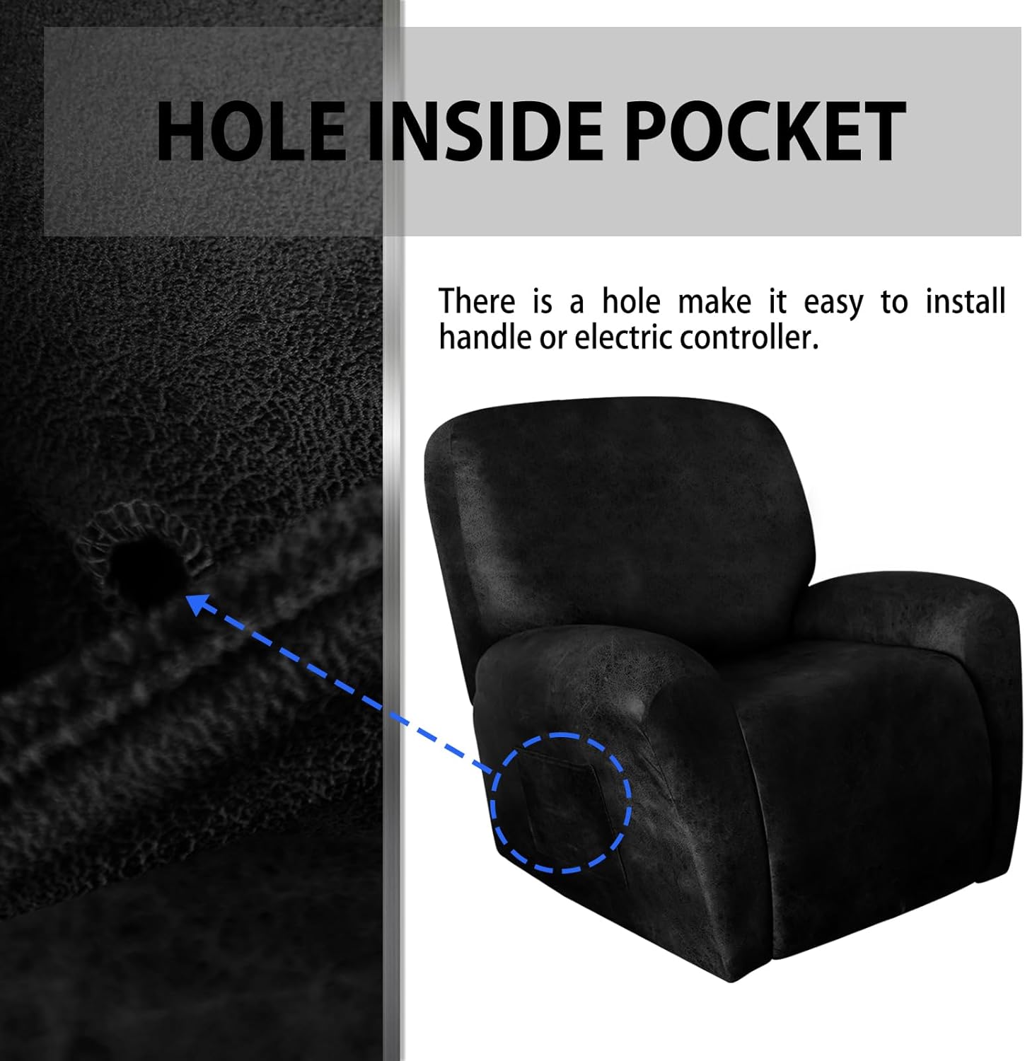 Leather Like Recliner Chair Covers Heavy Duty, 4 Pieces Lazy Boy Recliner Cover for Recliner Chair, Leather Cover for Recliner slipcovers Washable for Pets (Dark Brown)