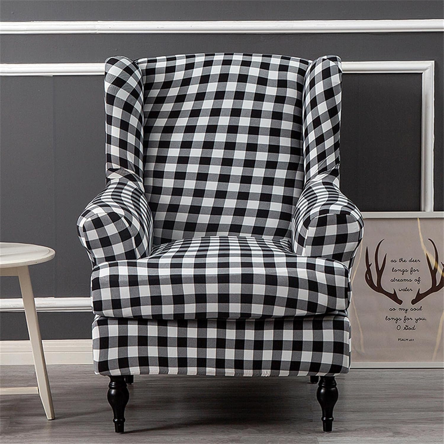 Wing Chair Slipcovers 2 Pieces Stretch Spandex Wingback Chair Covers Sofa Slipcover Printing Wingback Armchair Slipcovers Furniture Protector Couch Soft with Elastic Bottom for Wingback Chairs,12