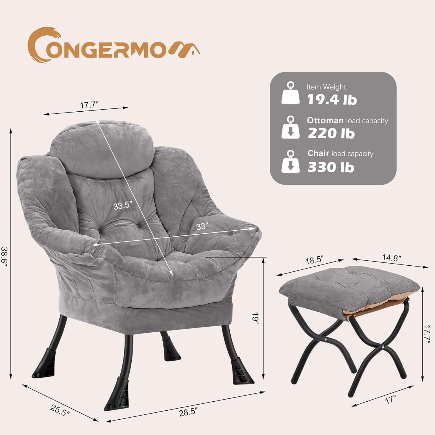 Lazy Chair with Folding Ottoman