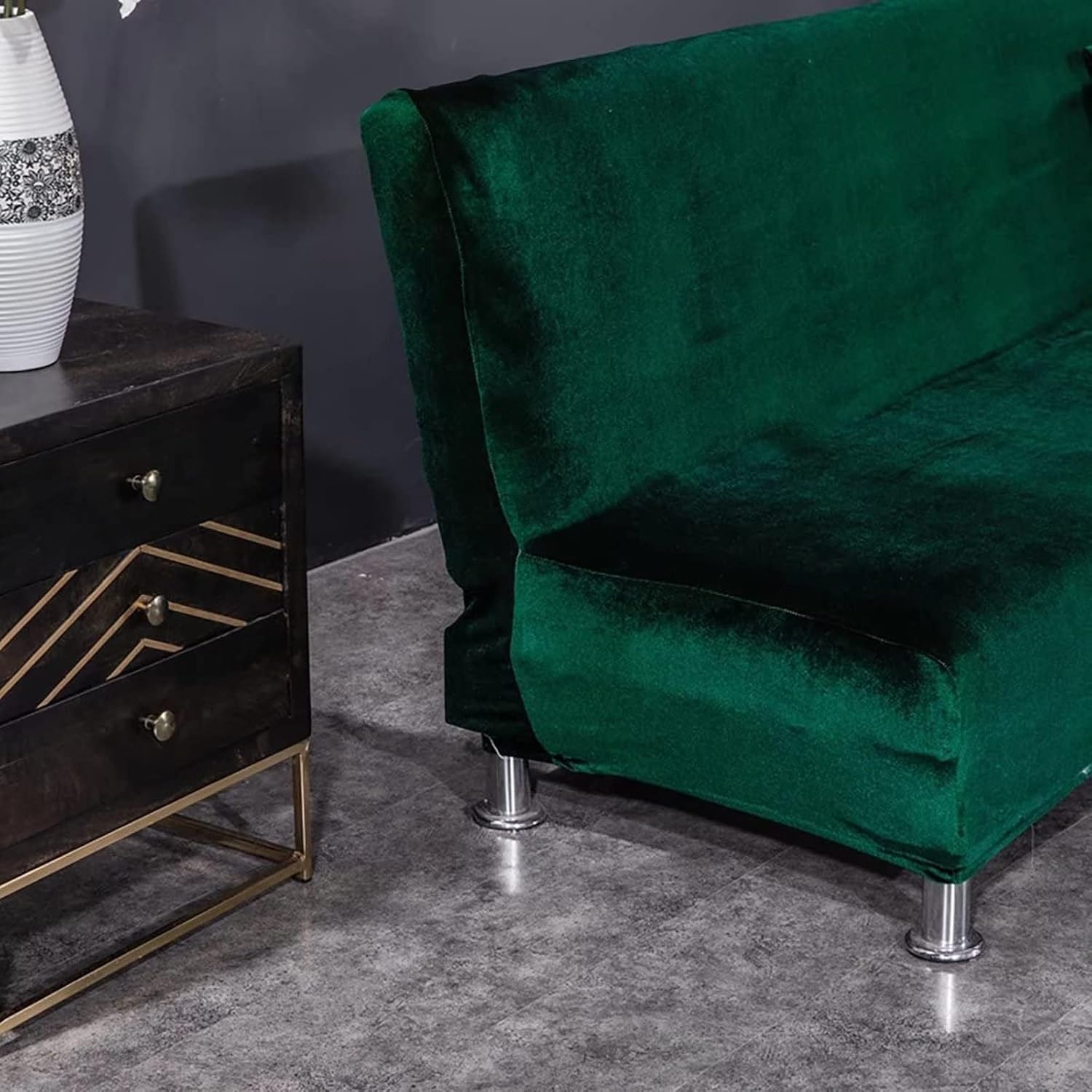 Velvet Armless Futon Slipcover