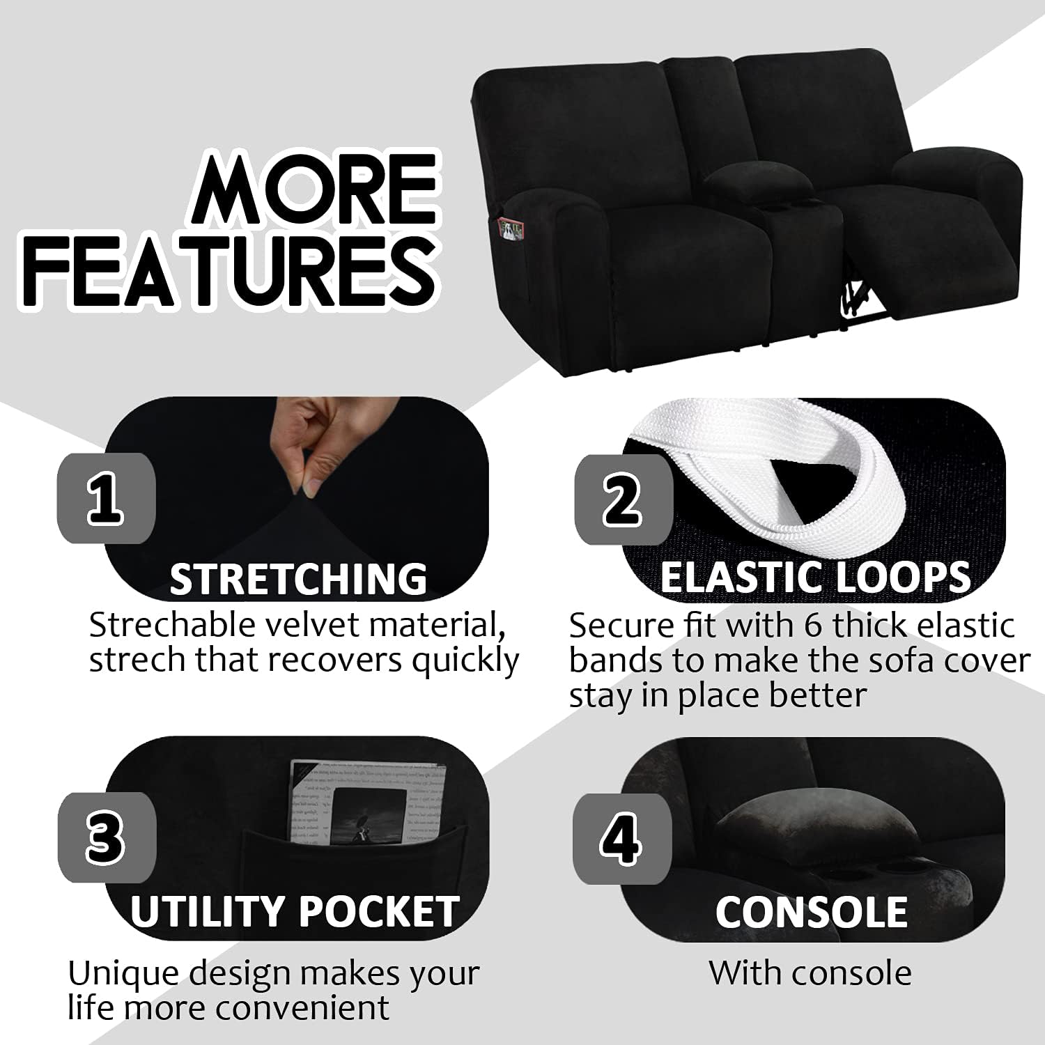 Reclining Love Seat with Middle Console Slipcover