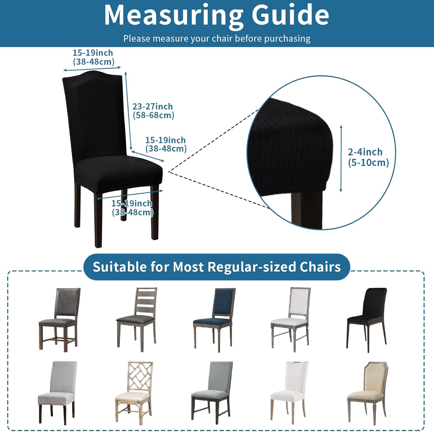 Stretch Dining Room Chair Covers Set of 6, Removable Washable Chair Covers for Dining Chairs,Dining Room, Hotel, Ceremony