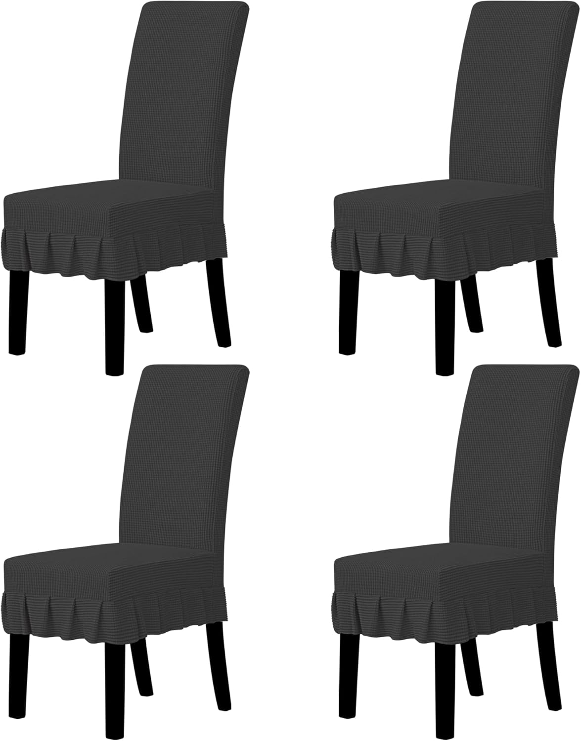 Easy-Going Dining Chair Covers Stretch Parsons Chair Slipcover with Skirt Chair Covers for Dining Room Restaurant Banquet (2 PCS, Light Gray)