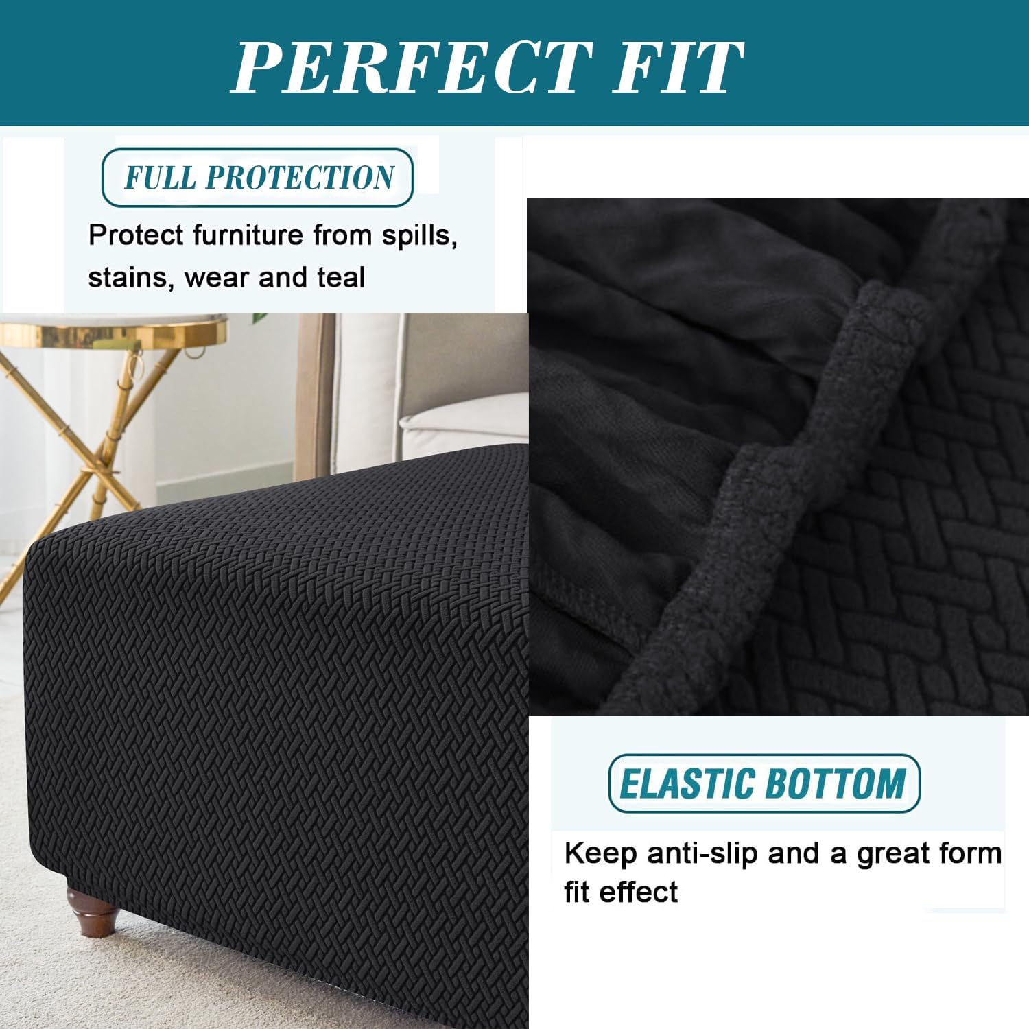 Stretch Knitted Jacquard Ottoman Cover