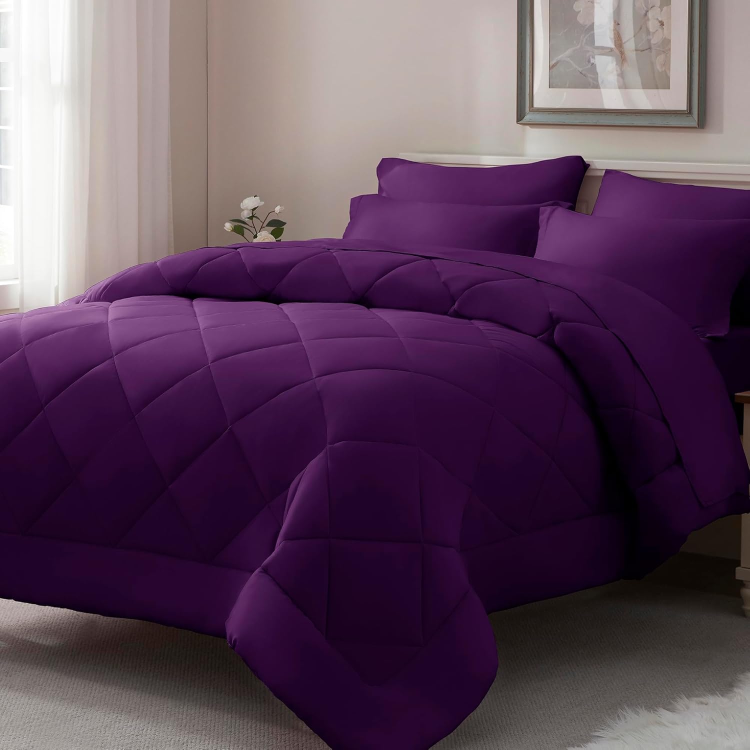 Full Comforter Set Purple- 7 Pieces