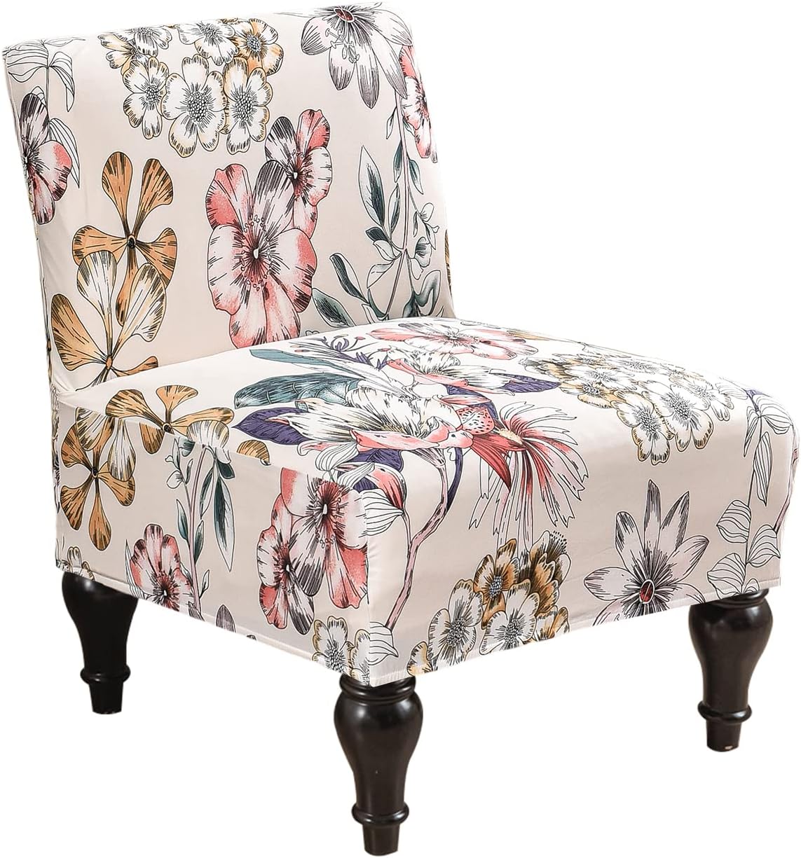 Eco-Ancheng Armless Chair Slipcover Removable Armless Accent Chairs Covers Washable Armless Slipper Chair Slipcover Printed Armless Chair Furniture Protector Covers for Living Dining Room Hotel