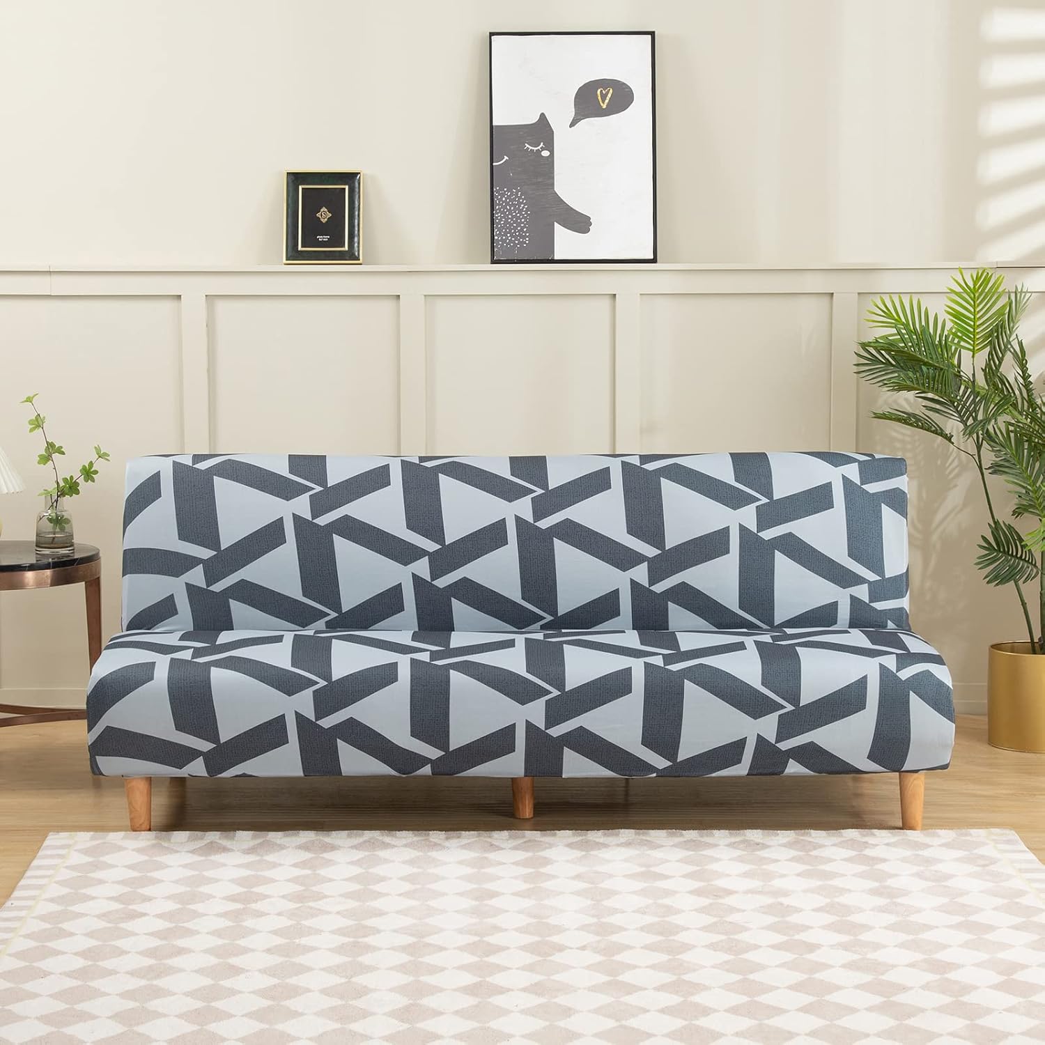 Armless Futon Slipcovers Stretch Folding Sofa