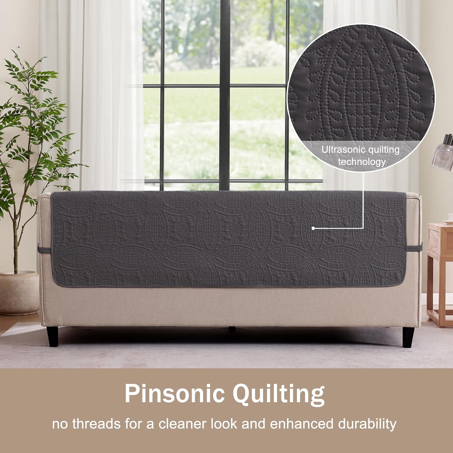 Beige Quilted Recliner Covers, Water-Repellent Recliner Slipcovers, Lazy Boy Chair Covers, Pet Friendly Recliner Cover for Dogs Cats, Washable Furniture Protector (Recliner 22", Beige Cream)