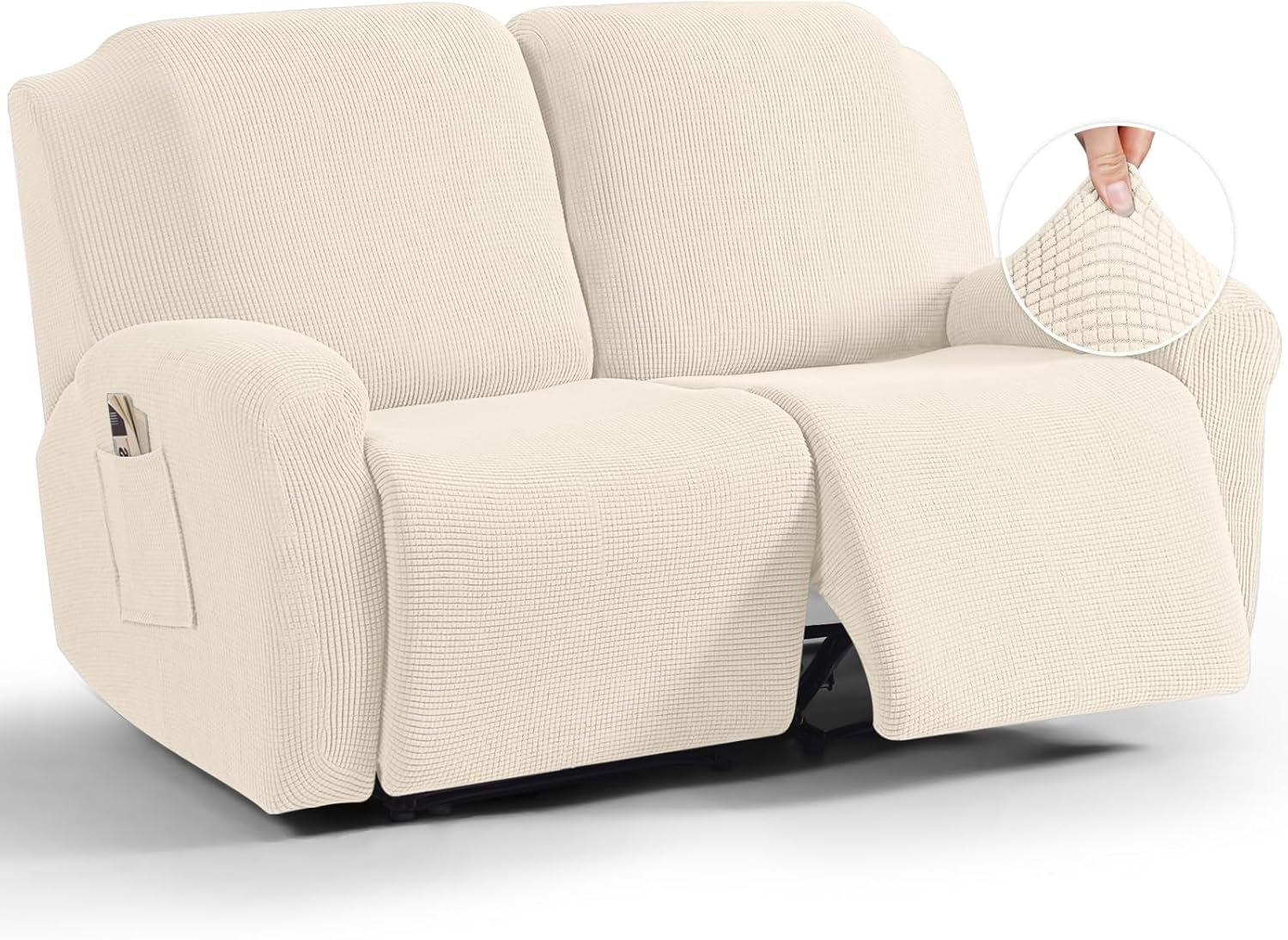 TAOCOCO Recliner Cover 4-Pieces, Recliner Stretch Sofa Slipcover, Recliner Cover 1 Seat, Couch Protector Soft, Furniture Protector Covers with Elastic,Chair Covers Jacquard Pattern (Grey)