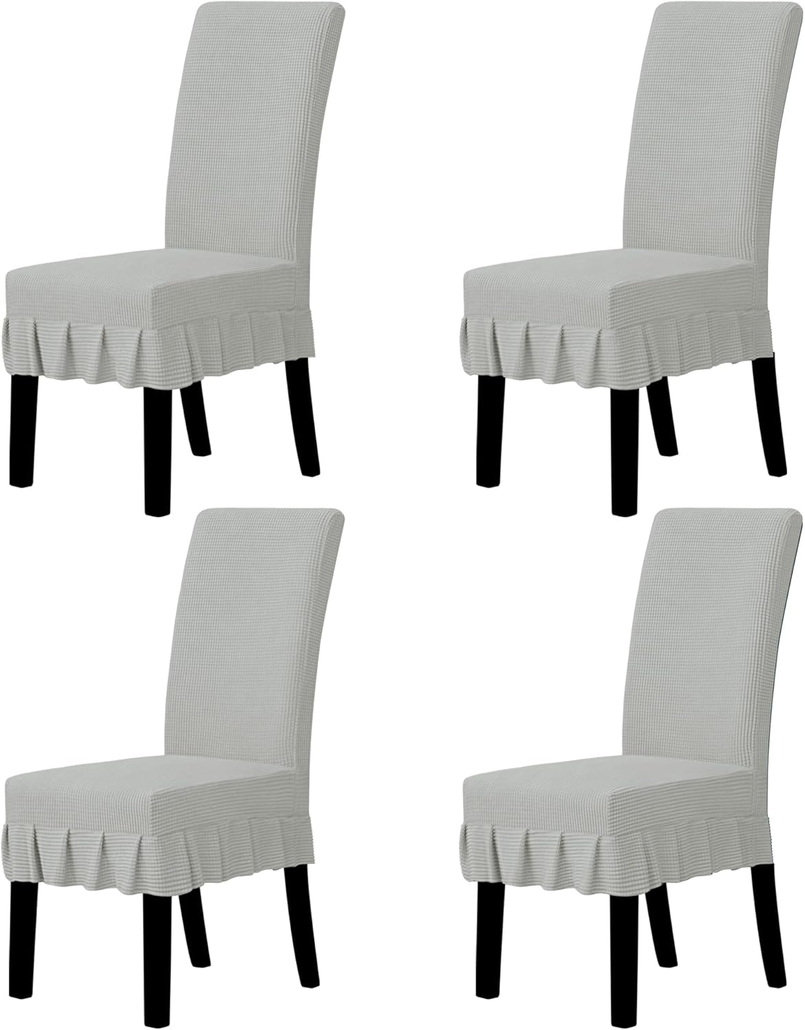 Easy-Going Dining Chair Covers Stretch Parsons Chair Slipcover with Skirt Chair Covers for Dining Room Restaurant Banquet (2 PCS, Light Gray)