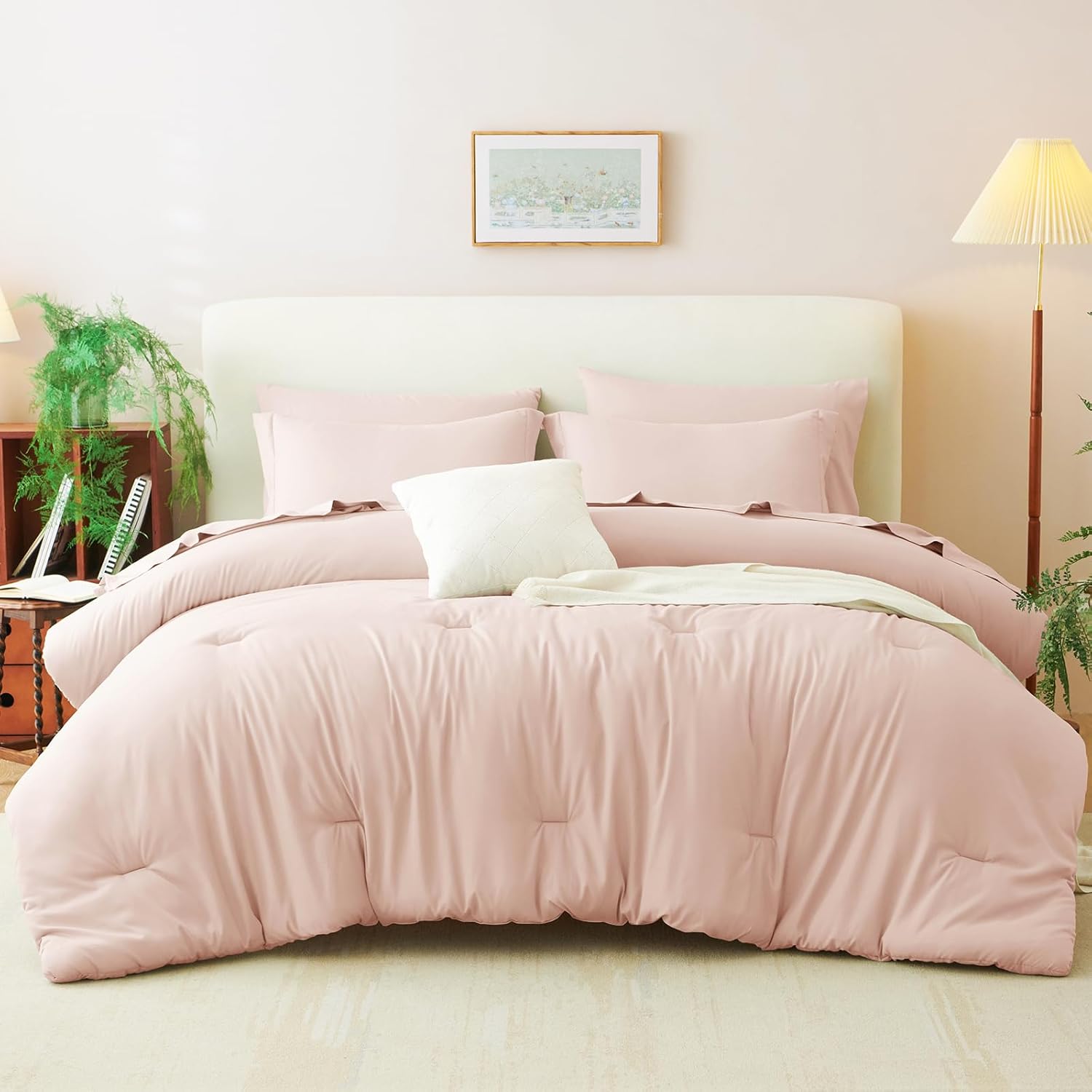 Queen Comforter Set Black, 7 Pieces