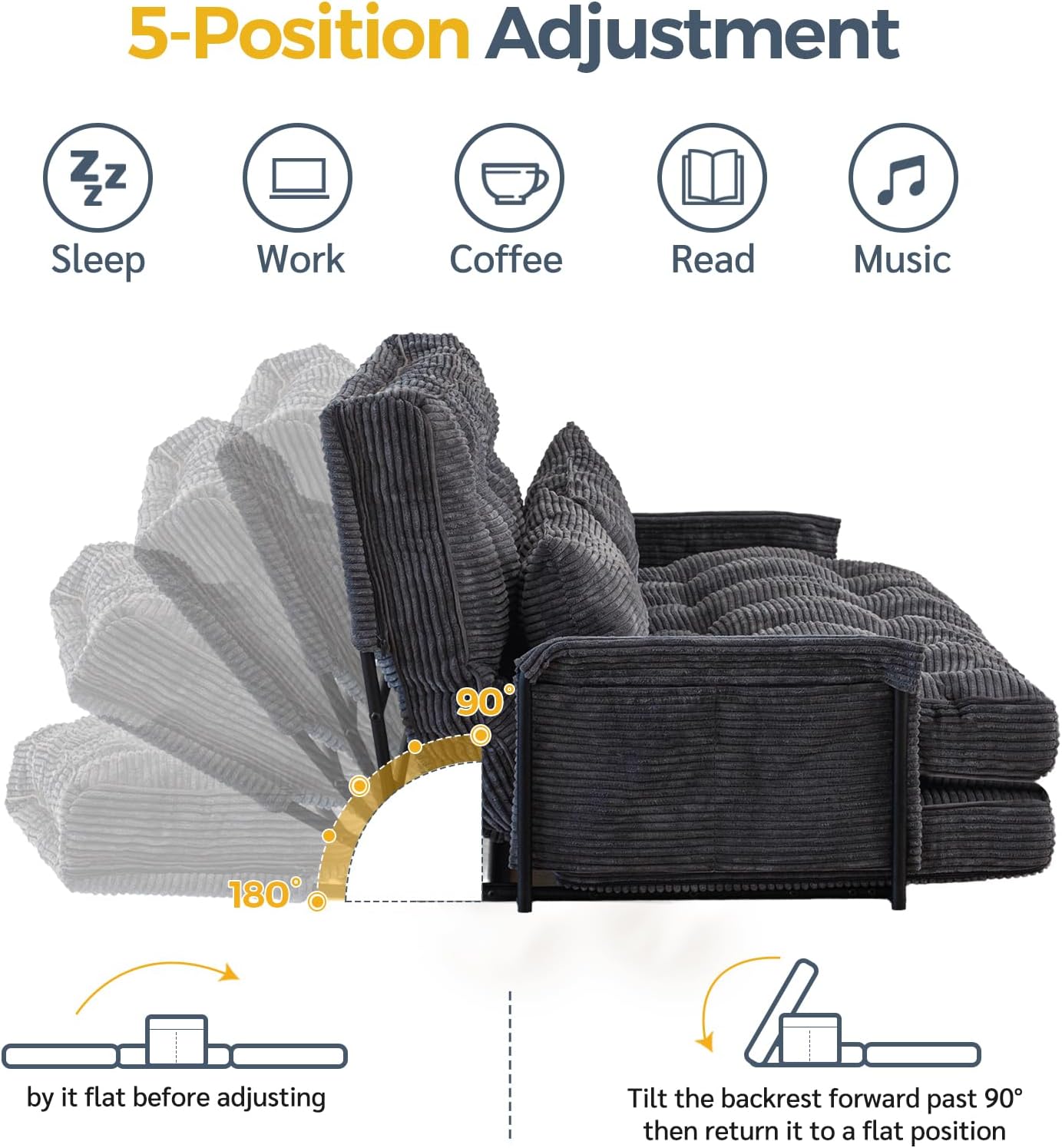 Adjustable Floor Sofa Couch with Pillow