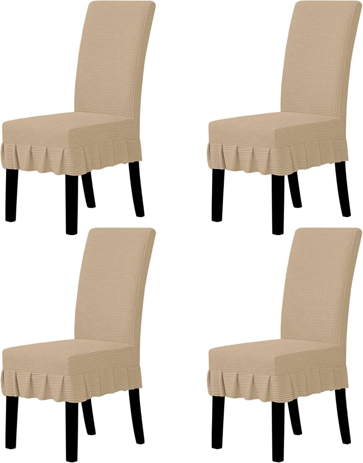 Easy-Going Dining Chair Covers Stretch Parsons Chair Slipcover with Skirt Chair Covers for Dining Room Restaurant Banquet (2 PCS, Light Gray)