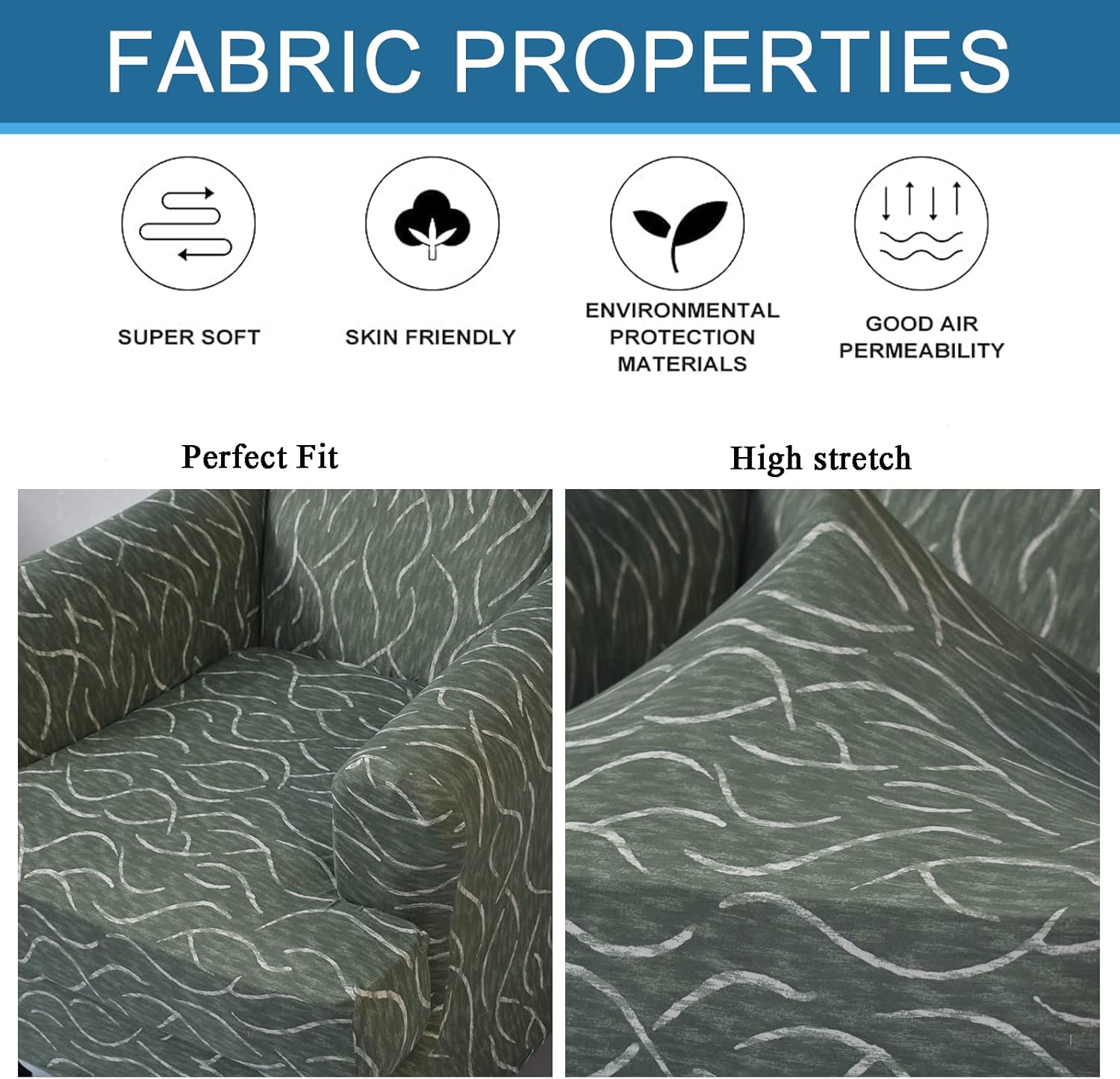 Wing Chair Slipcovers 2 Pieces Stretch Spandex Wingback Chair Covers Sofa Slipcover Printing Wingback Armchair Slipcovers Furniture Protector Couch Soft with Elastic Bottom for Wingback Chairs,12