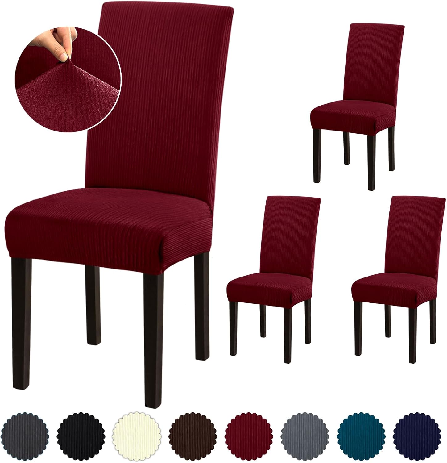 Stretch Dining Room Chair Covers Set of 6, Removable Washable Chair Covers for Dining Chairs,Dining Room, Hotel, Ceremony