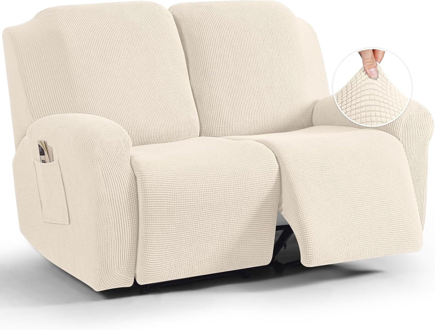 TAOCOCO Recliner Cover 4-Pieces, Recliner Stretch Sofa Slipcover, Recliner Cover 1 Seat, Couch Protector Soft, Furniture Protector Covers with Elastic,Chair Covers Jacquard Pattern (Grey)