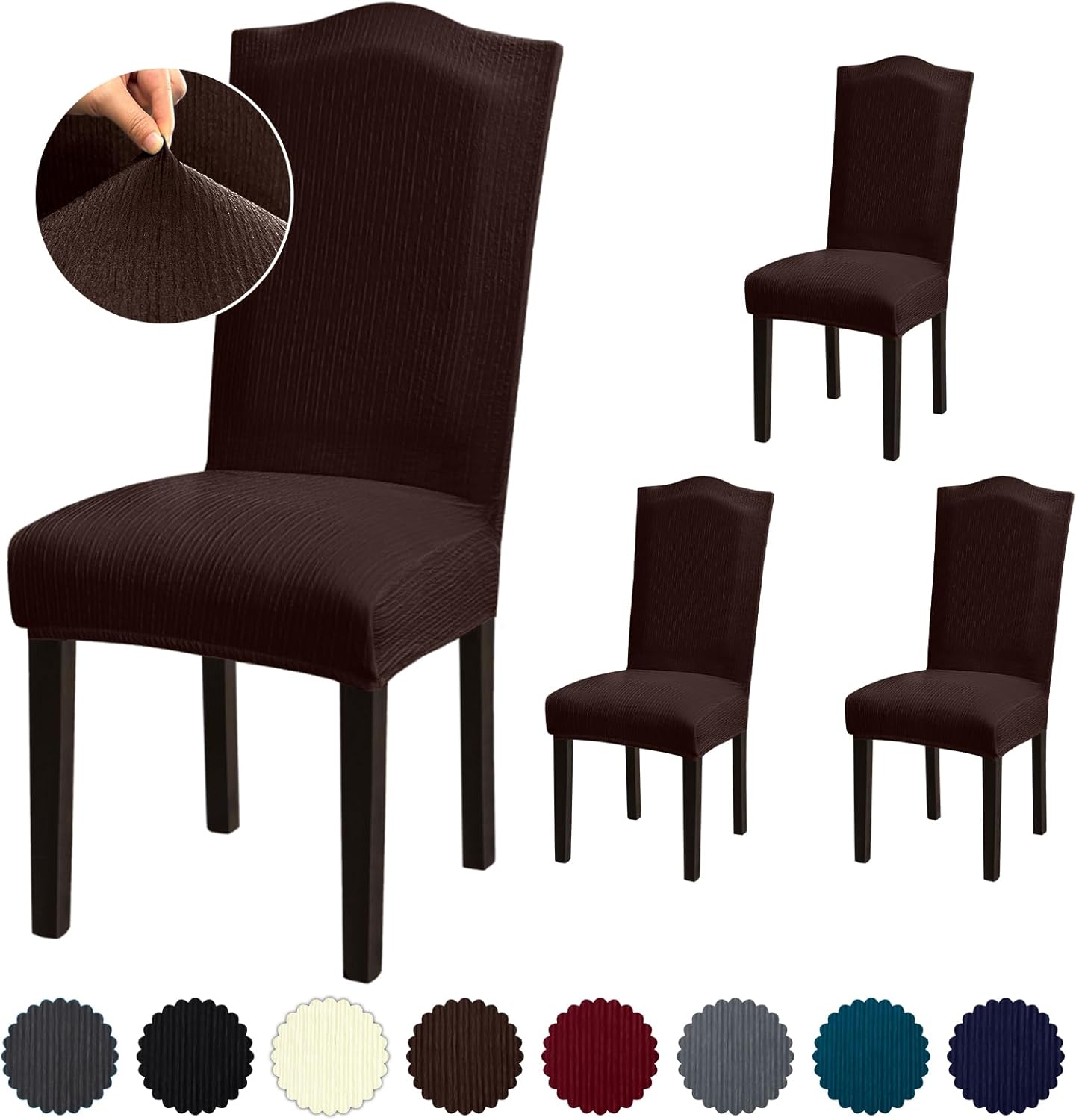Stretch Dining Room Chair Covers Set of 6, Removable Washable Chair Covers for Dining Chairs,Dining Room, Hotel, Ceremony
