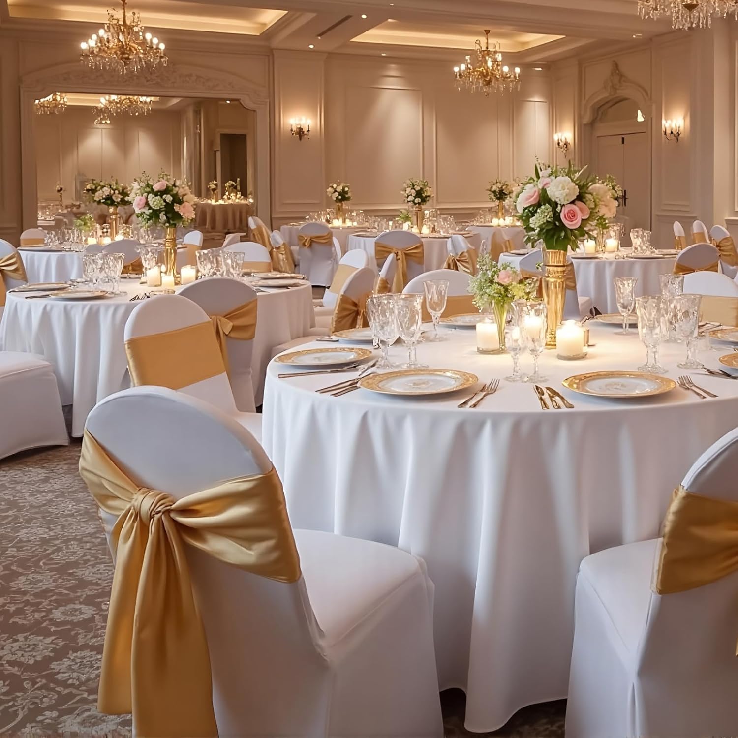 30 PCS White Folding Chair Covers