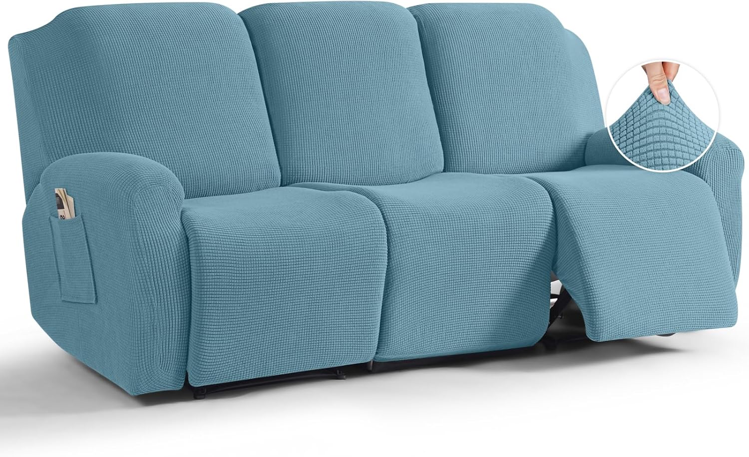 TAOCOCO Recliner Cover 4-Pieces, Recliner Stretch Sofa Slipcover, Recliner Cover 1 Seat, Couch Protector Soft, Furniture Protector Covers with Elastic,Chair Covers Jacquard Pattern (Grey)