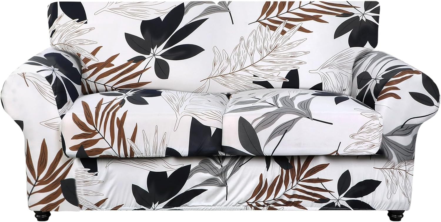 SearchI Stretch Sofa Cover Printed Couch Covers, Floral Pattern 2 Piece Armchair Slipcover with Separate Chair Cushion Cover, Washable Furniture Protector for Living Room(Armchair, Ball Flower)