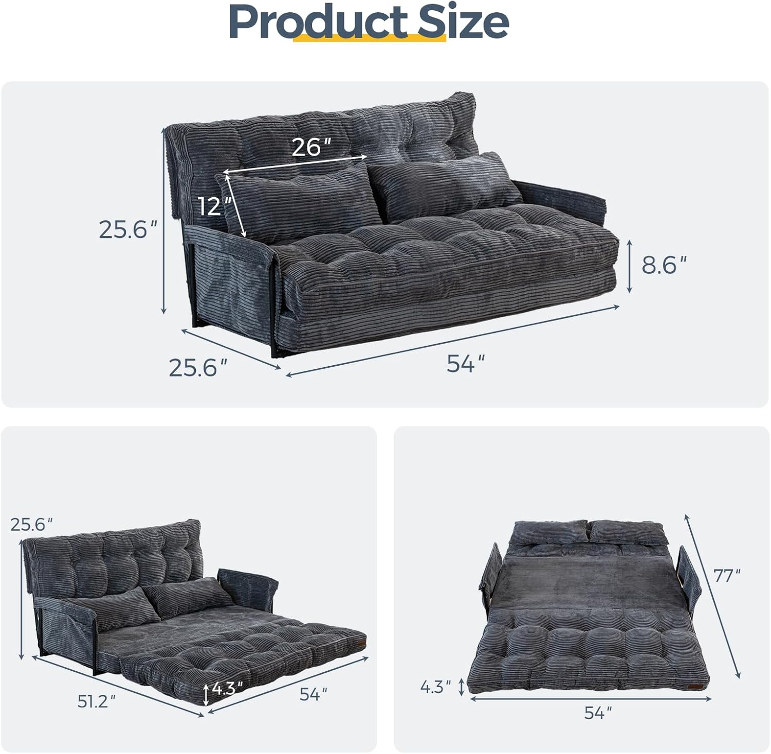 Adjustable Floor Sofa Couch with Pillow