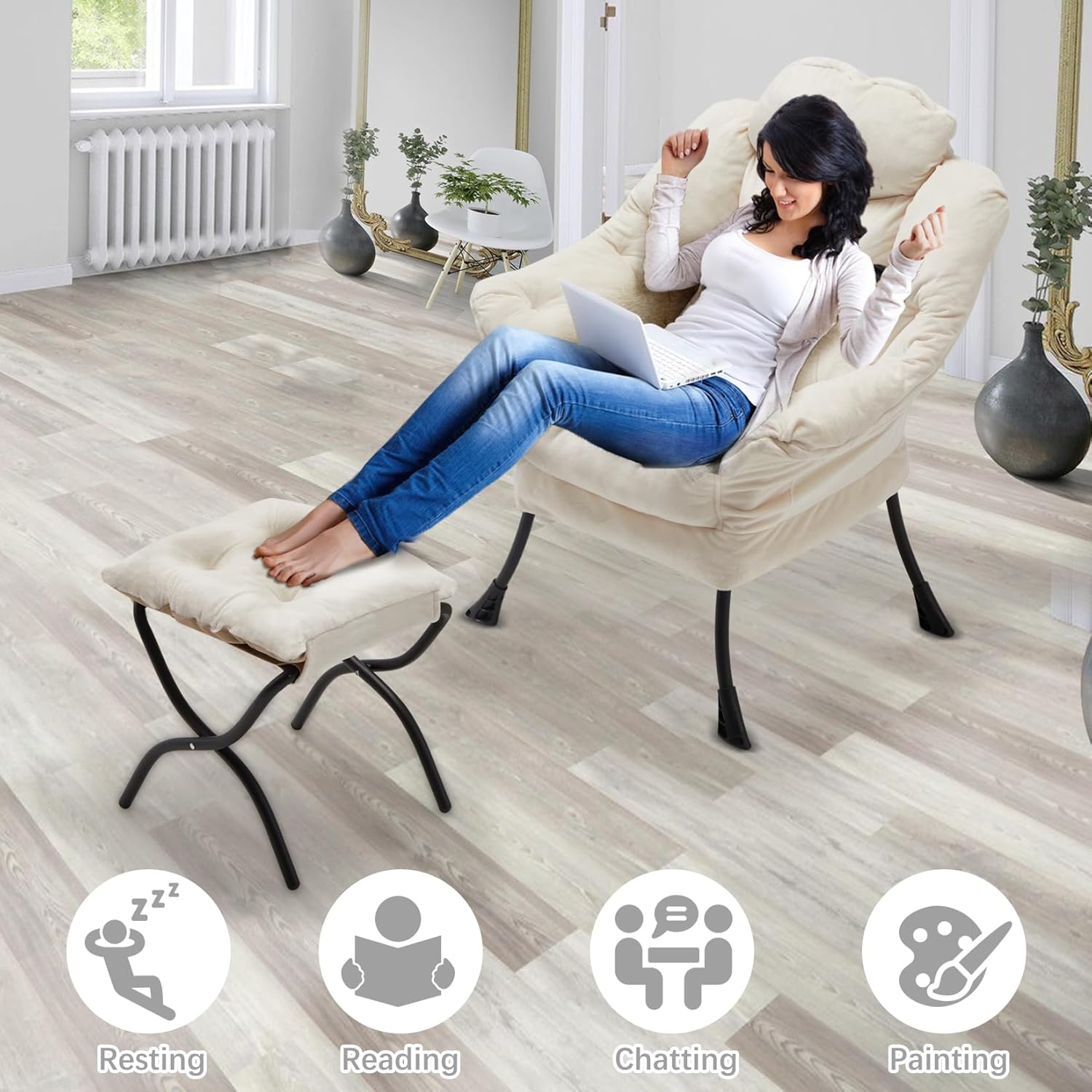 Lazy Chair with Folding Ottoman