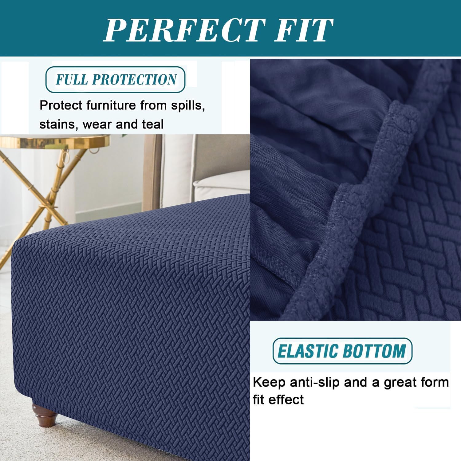 Stretch Knitted Jacquard Ottoman Cover