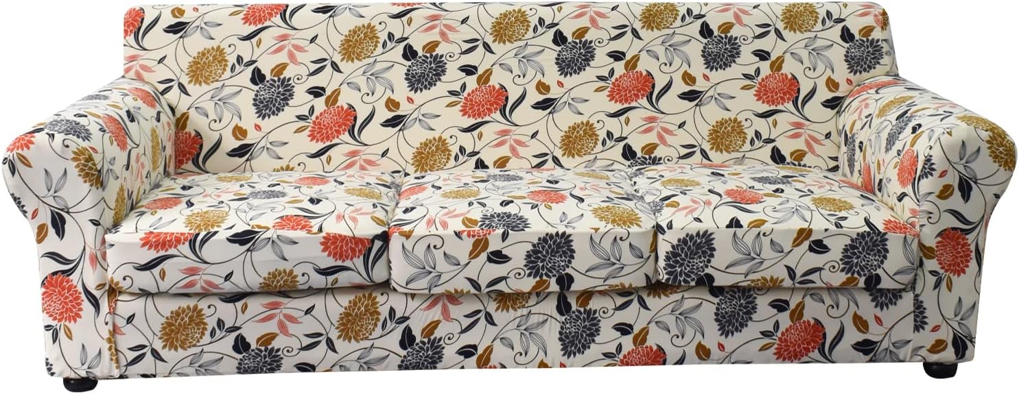 KRFOONN 2 Piece Chair Covers Printed Sofa Covers Couch Covers Washable Armchair Sofa Couch Slipcover Furniture Protector with Elastic Bottom for Living Room (Armchair, 23), Small