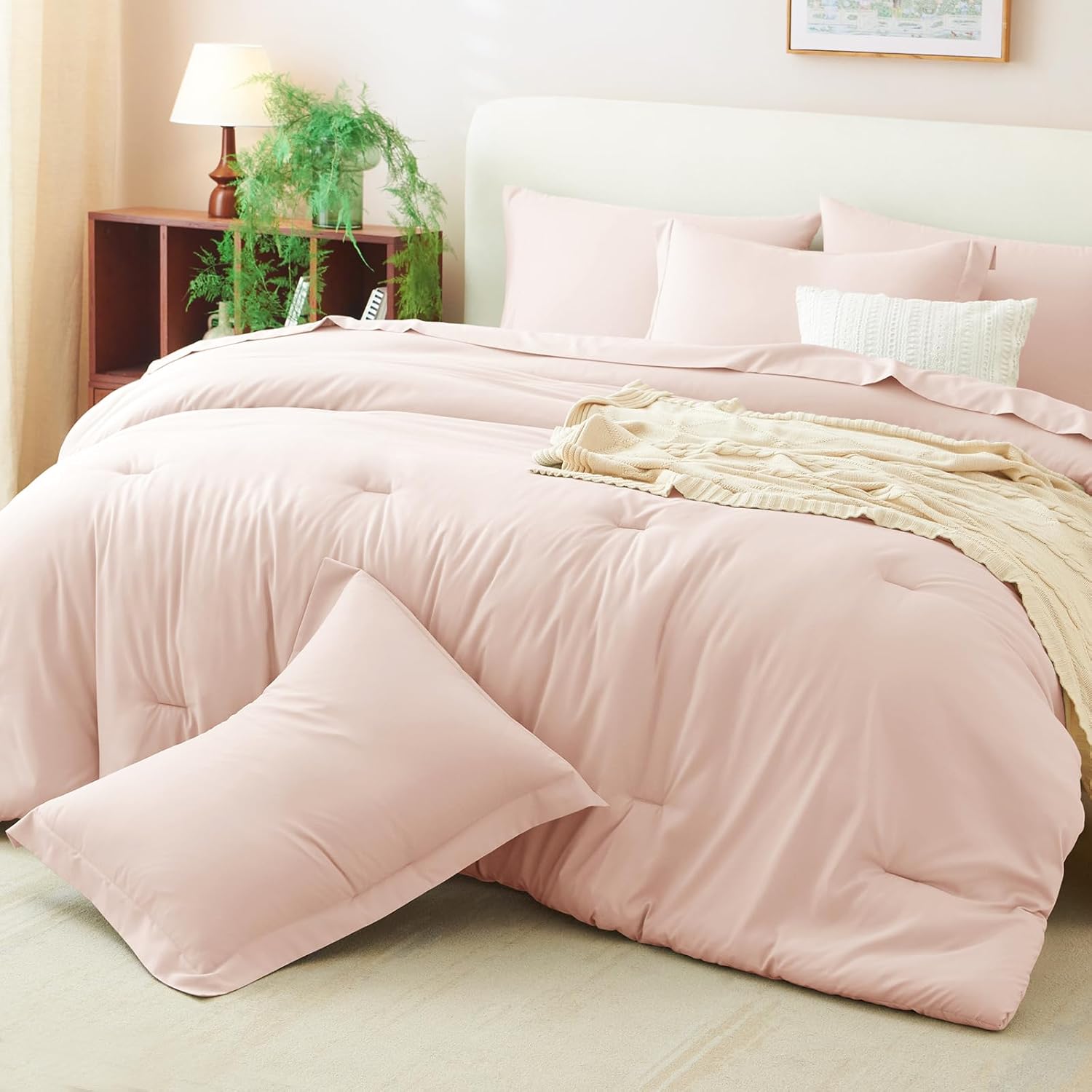 Queen Comforter Set Black, 7 Pieces