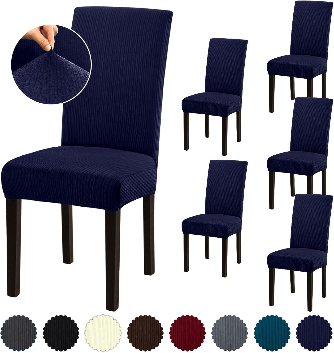 Stretch Dining Room Chair Covers Set of 6, Removable Washable Chair Covers for Dining Chairs,Dining Room, Hotel, Ceremony