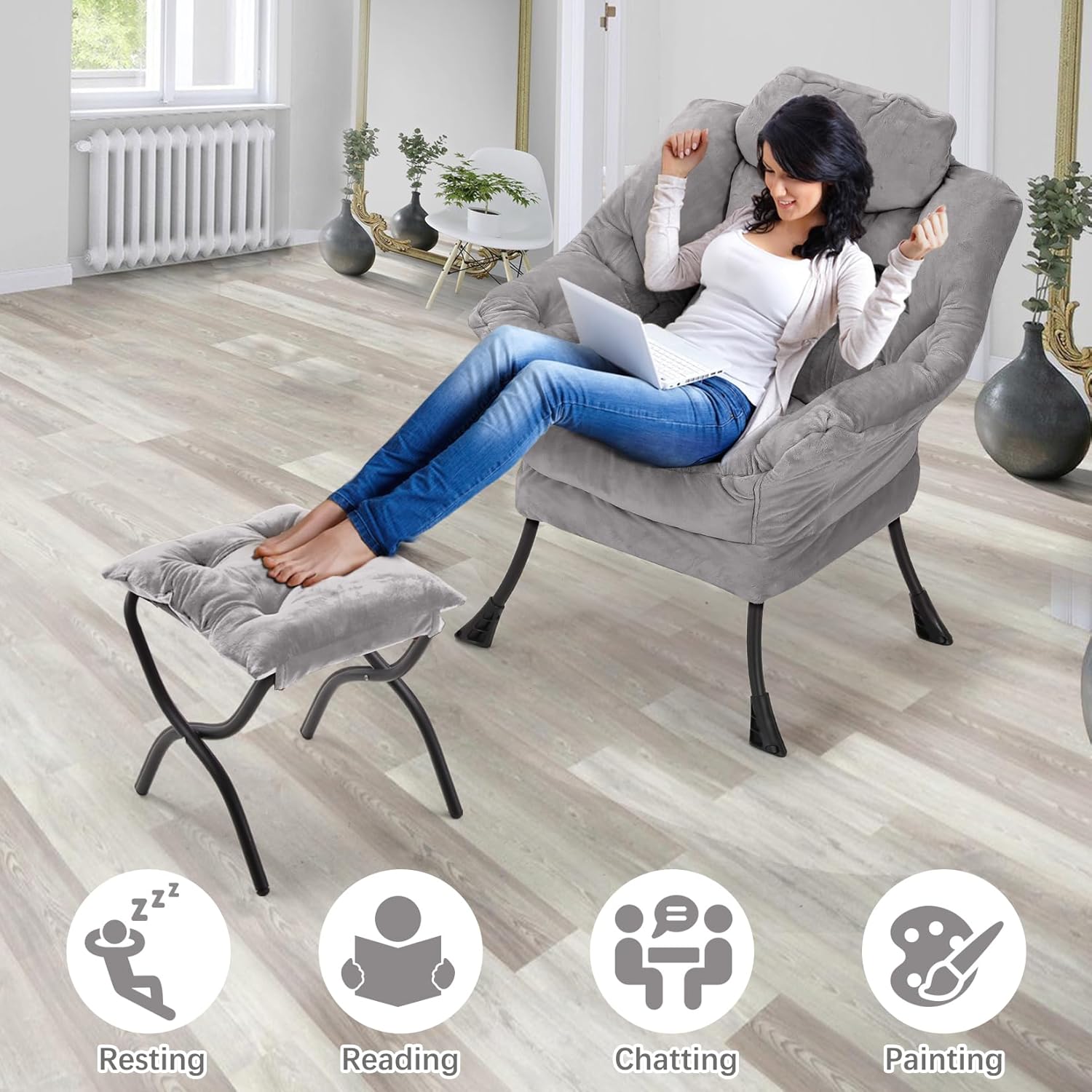 Lazy Chair with Folding Ottoman
