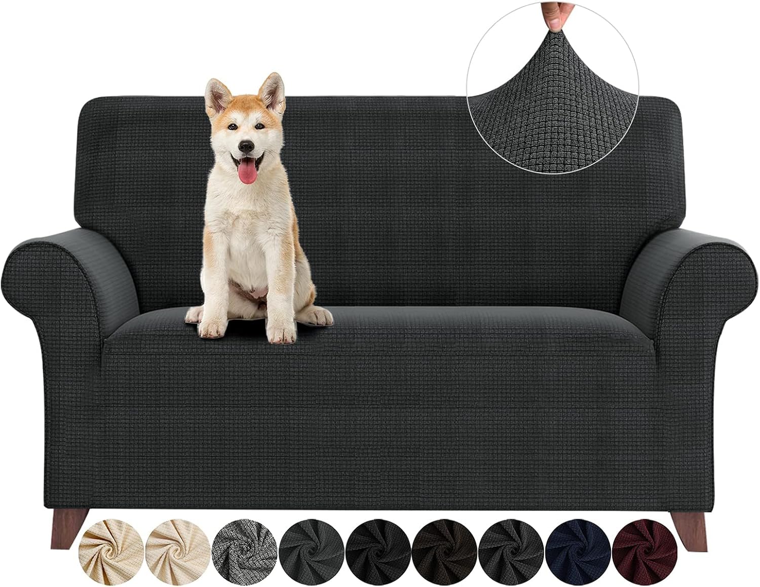 ZNSAYOTX Chair Slipcovers with Arms for Living Room High Stretchy Spandex Pet Friendly Armchair Furniture Protection Covers (Black and White, Chair)