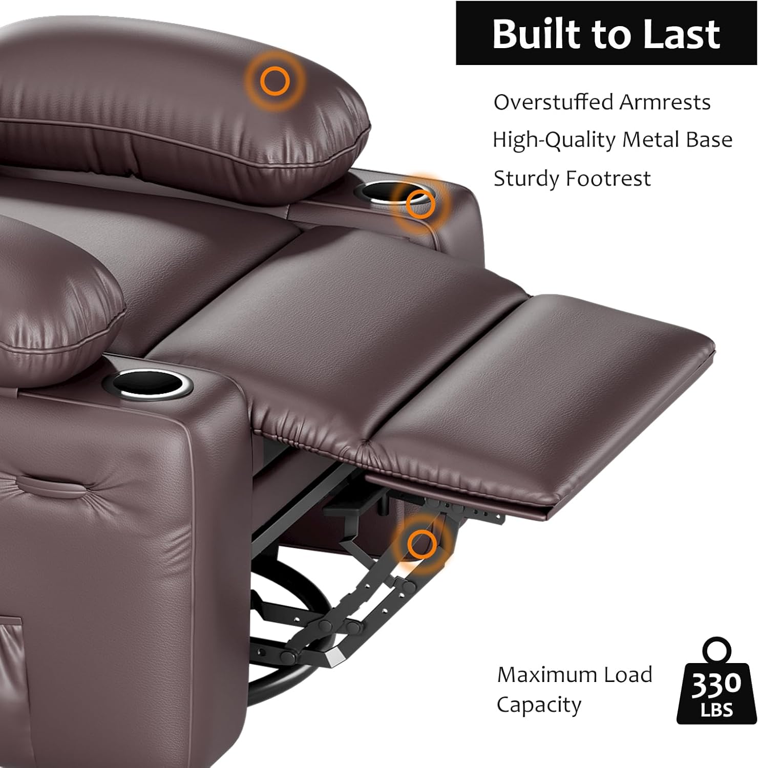 Leather Recliner Chair, Manual Recliner