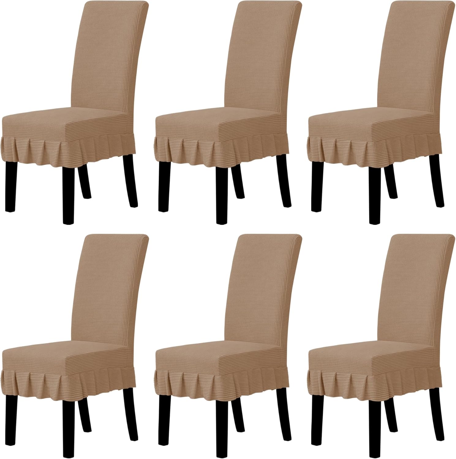 Easy-Going Dining Chair Covers Stretch Parsons Chair Slipcover with Skirt Chair Covers for Dining Room Restaurant Banquet (2 PCS, Light Gray)